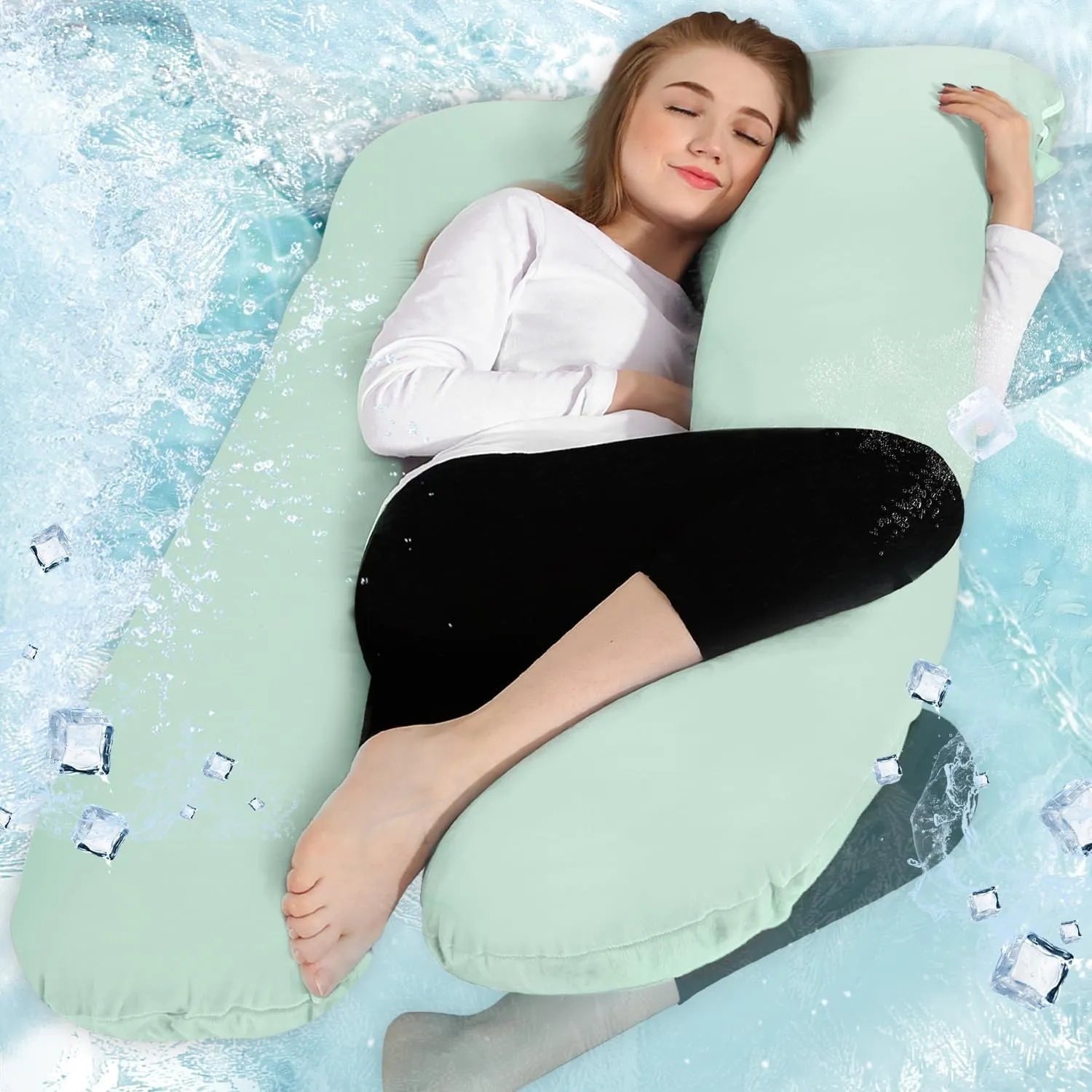 Chilling Home Schwangerschaftskissen,U Form Seitenschläferkissen Cooling