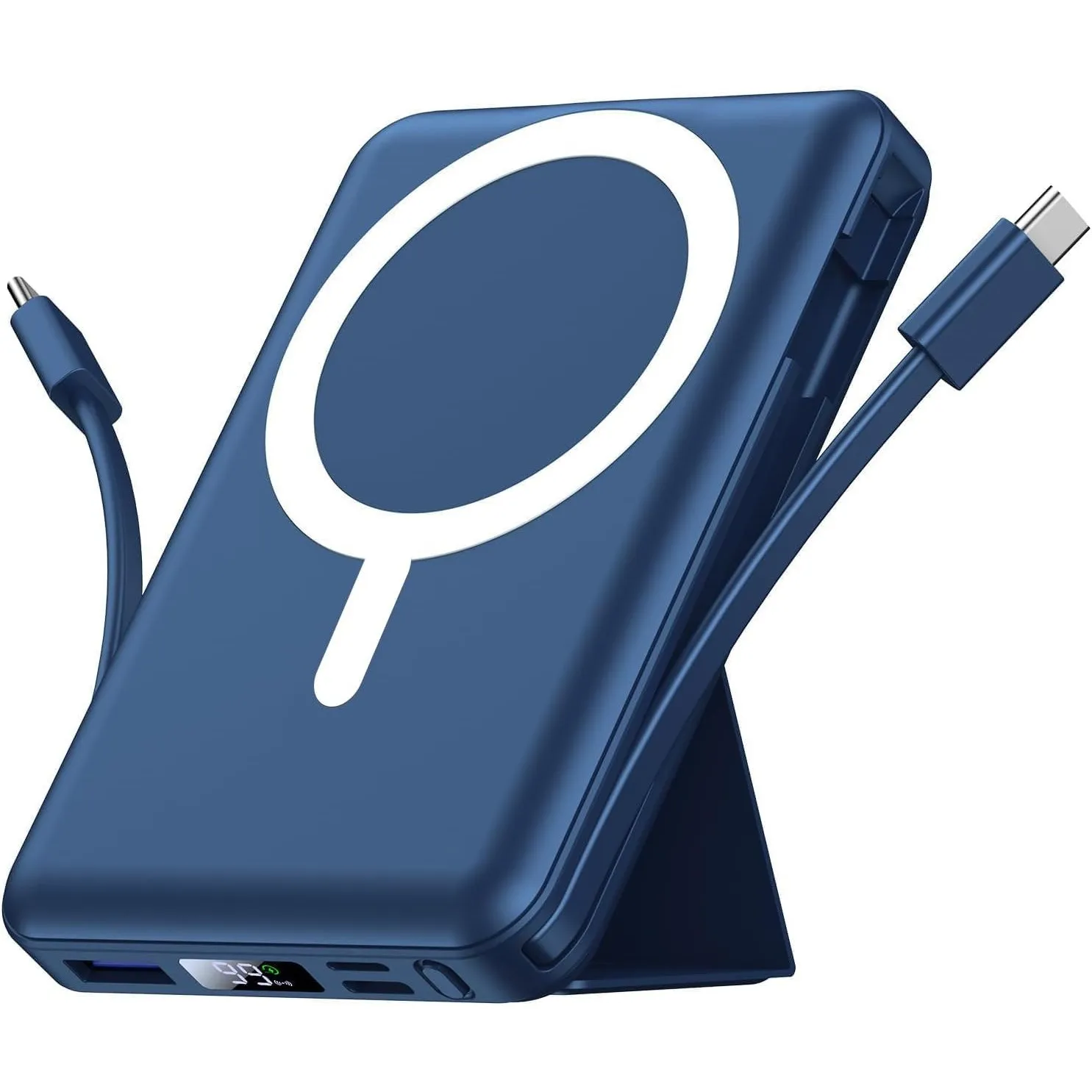 Azmuth Power Bank, für Magsafe Powerbank iPhone 10000mAh mit Ständer, Blau