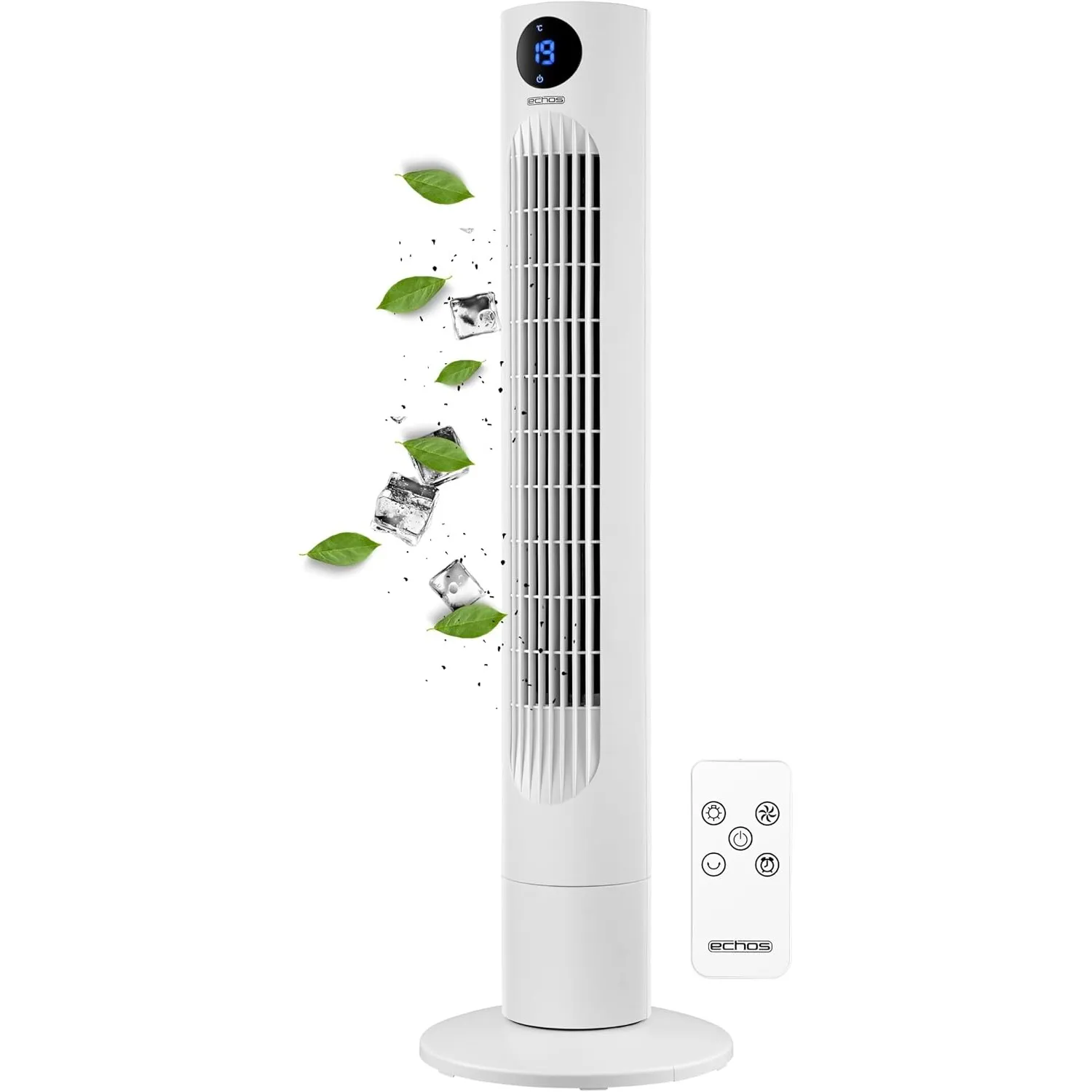 Echos Turmventilator | Ventilator sehr leise | Fernbedienung | Oszillierend | LED-Display | 3 Stufen | Tower Fan | Säul…