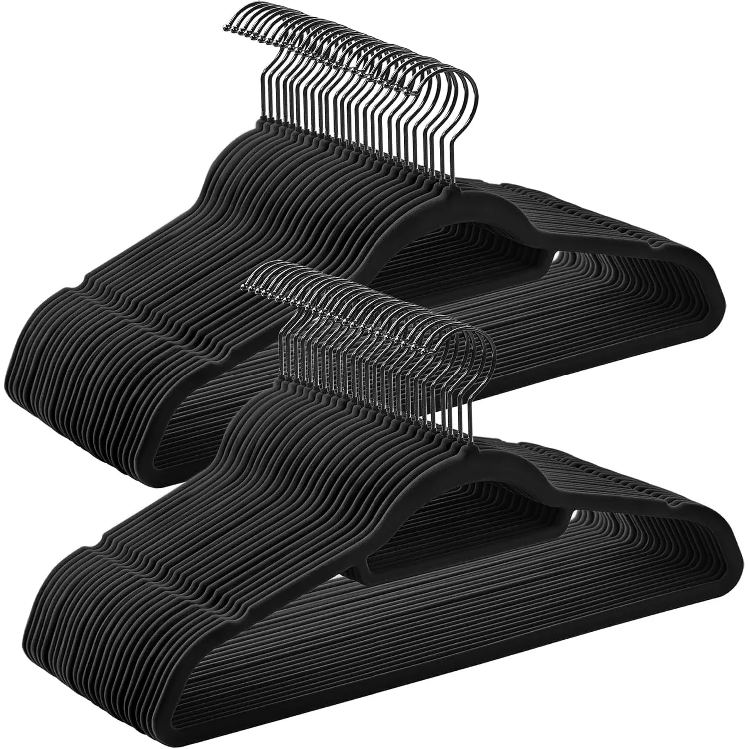 SONGMICS Kleiderbügel Samt, 50er Set, Bügel, rutschfest, kleine Stange für Krawatten, 360° drehbarer Haken, 0,6 cm dick…