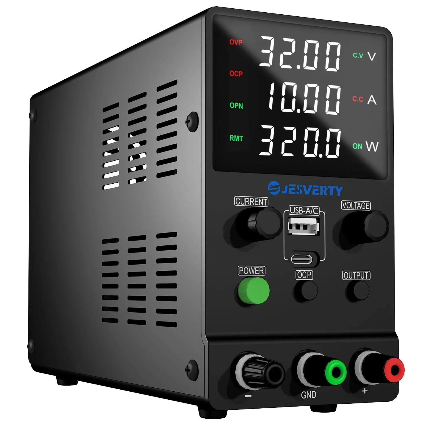 Labornetzteil, Jesverty Labornetzteil DC Regelbar Netzgerät(32 V, 10 A) mit USB und Type-C 20W Schnellladung, Encoder-K…