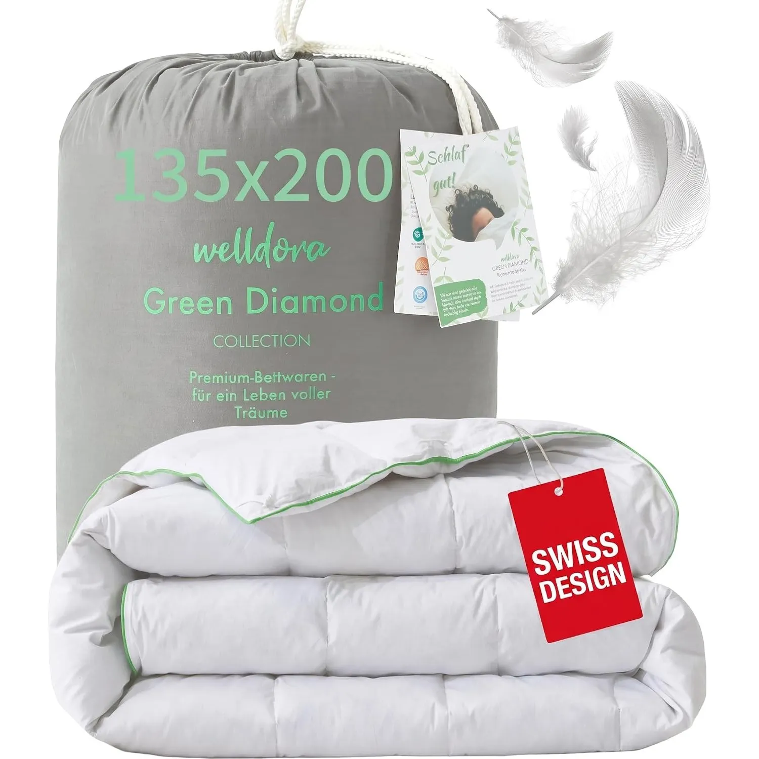 Welldora Komfort Bettdecke 135x200 Sommer | Extraweiche Federn & Daunen