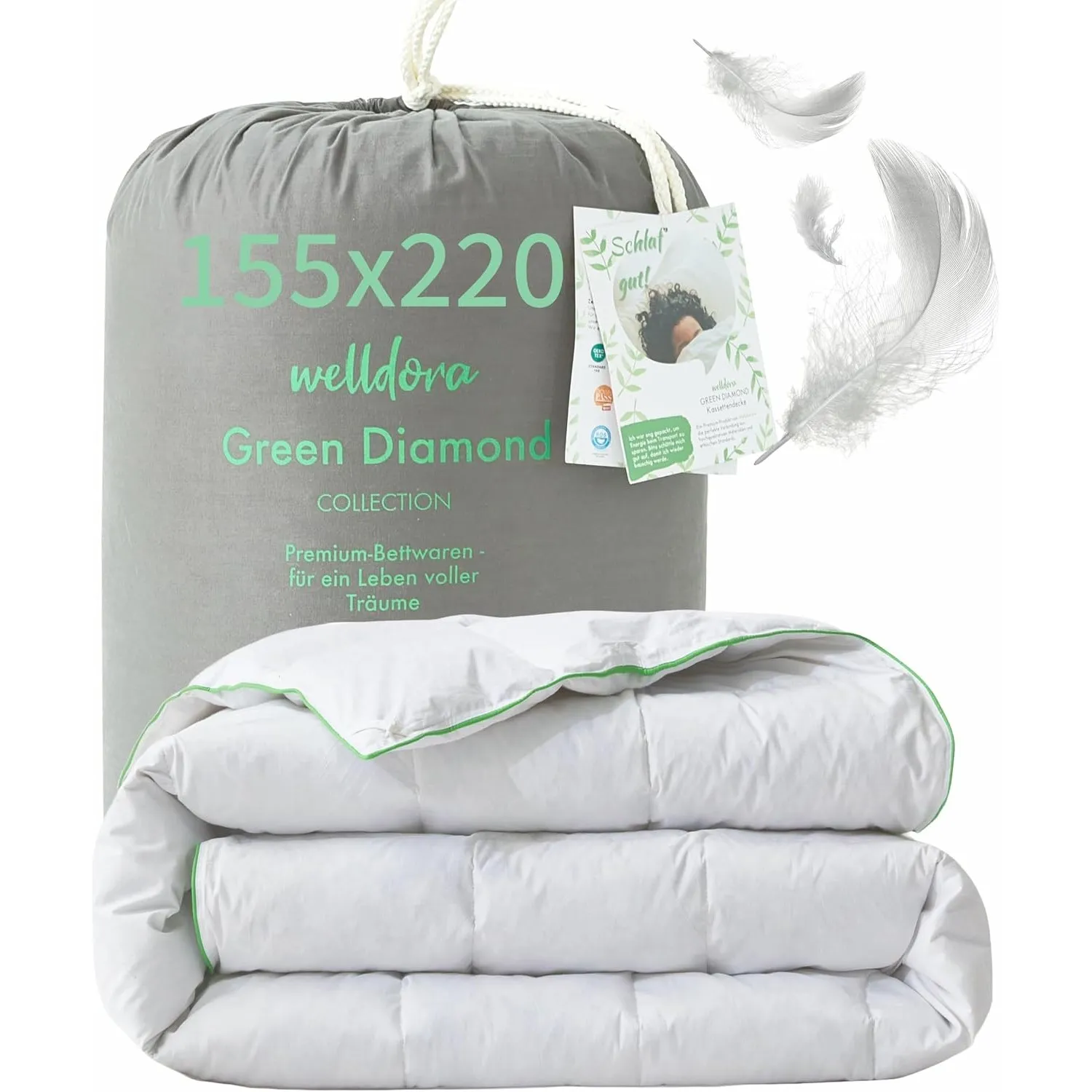 Welldora Komfort Bettdecke 155x220 Sommer | Extraweiche Federn & Daunen | Bauschige Daunendecke für kuschelige Nächte |…