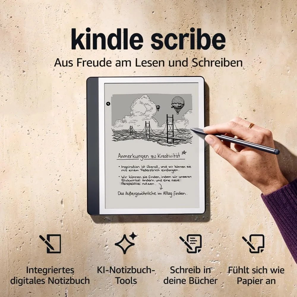 Amazon Kindle Scribe (64 GB) – Neuartiges Display mit gleichmäßigem Rahmen | Schreib einfach in Bücher und Dokumente | …
