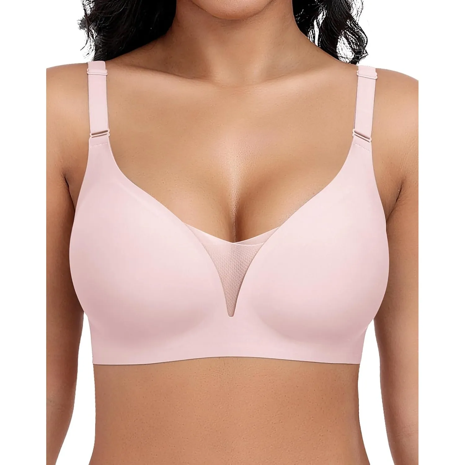 Jiuday BH Damen ohne Bügel Große Brüste Starker Halt Soft Jelly Bra Bügelloser Push Up Seitenträger BH Nahtloser Bequem…