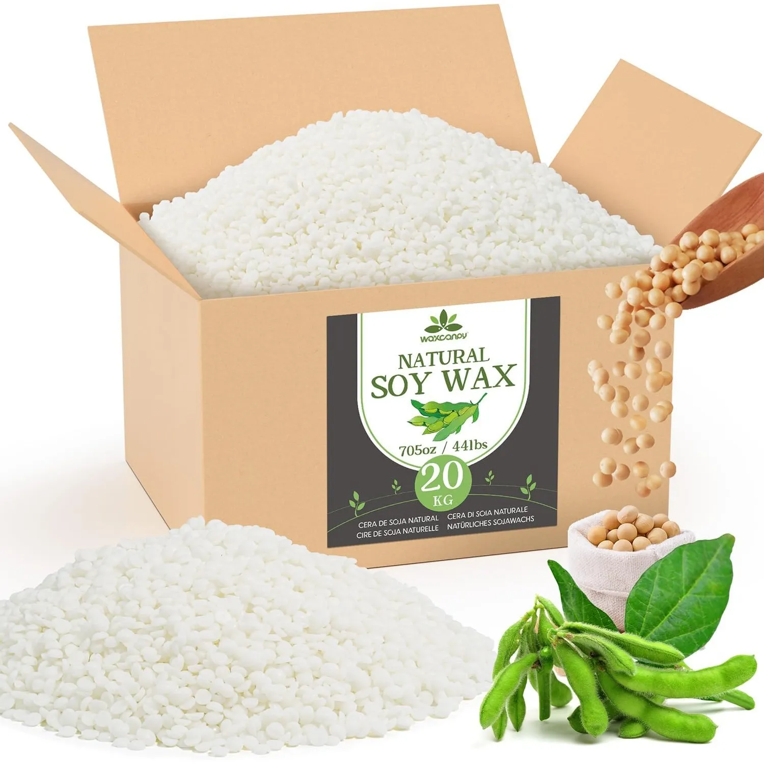 Sojawachs für Kerzen 20KG, Premium Kerzenwachs, Kerzenwachs zum Gießen & Kerzenherstellung, 100% Natürliches Sojawachs …