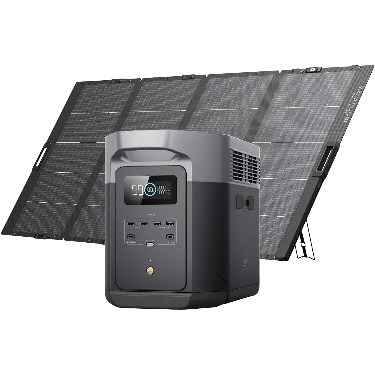 EcoFlow DELTA 2 Max tragbare Powerstation 2048Wh mit 400W Solarpanel, Balkonkraftwerk mit speicher Solaranlage, Schnell…