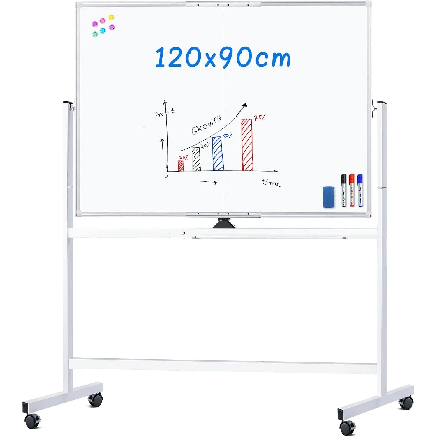 maxtek Whiteboard mit Ständer 120 x 90 cm, Magnetisches Flipchart