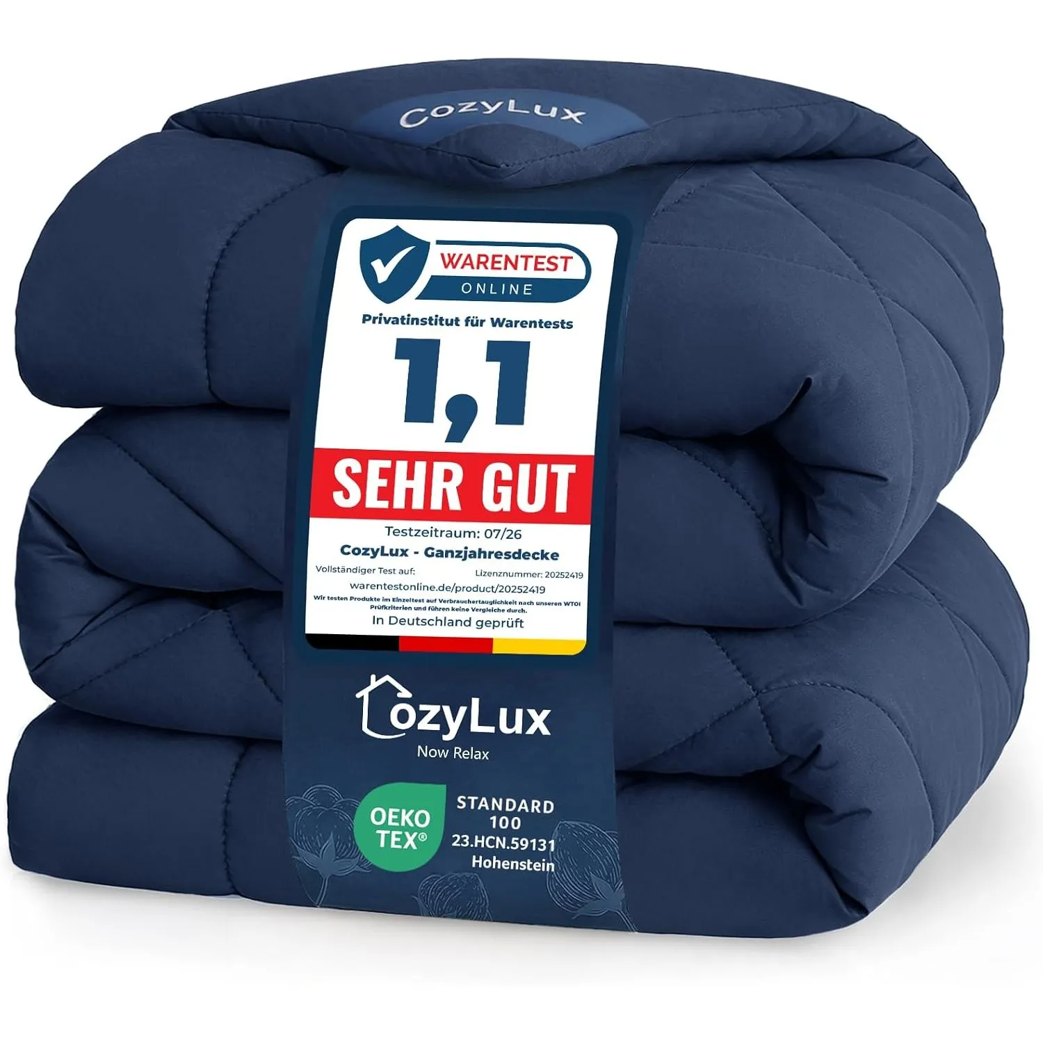 CozyLux Bettdecke 240x260 cm Marineblau für 4 Jahreszeiten