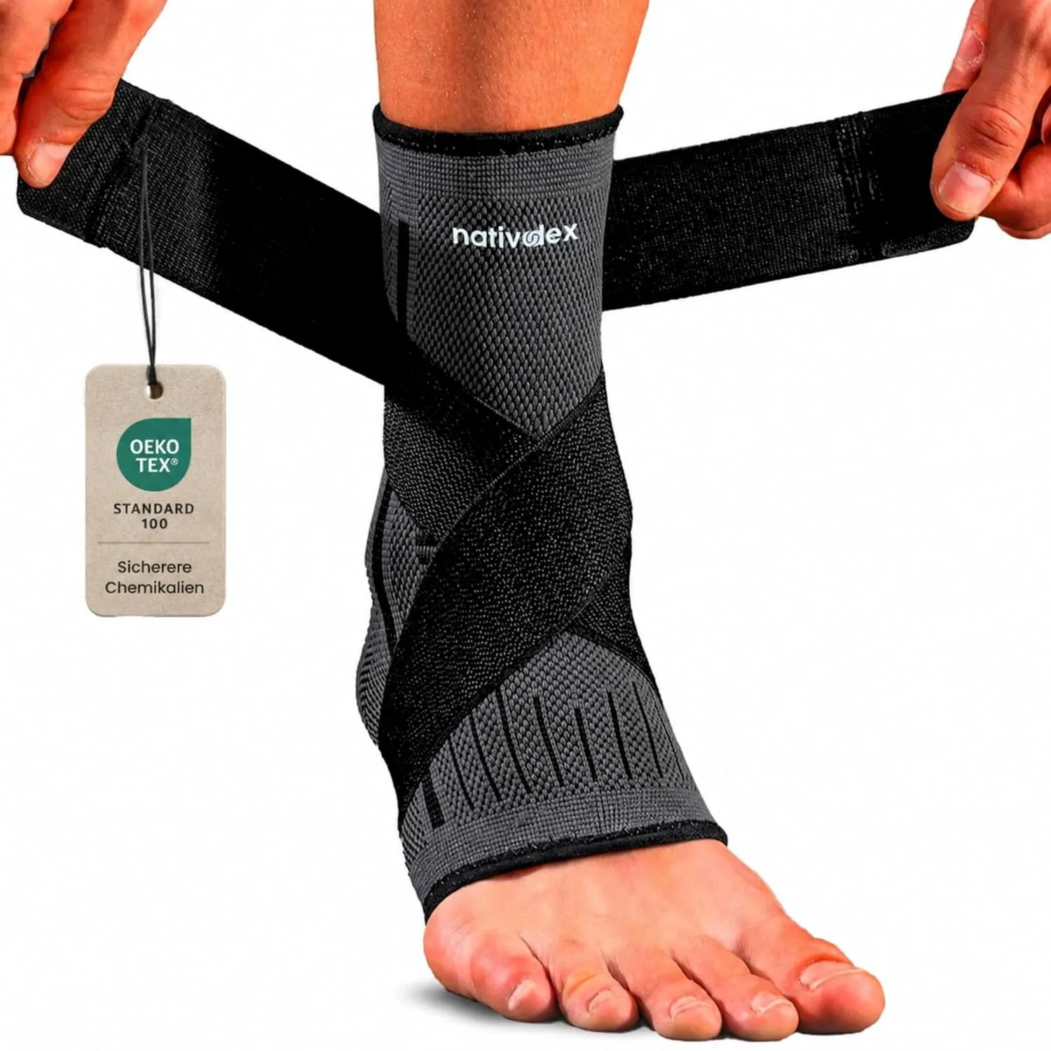 NativoDex Sprunggelenkbandage, Knöchelbandage, Fußbandage für Achillessehne