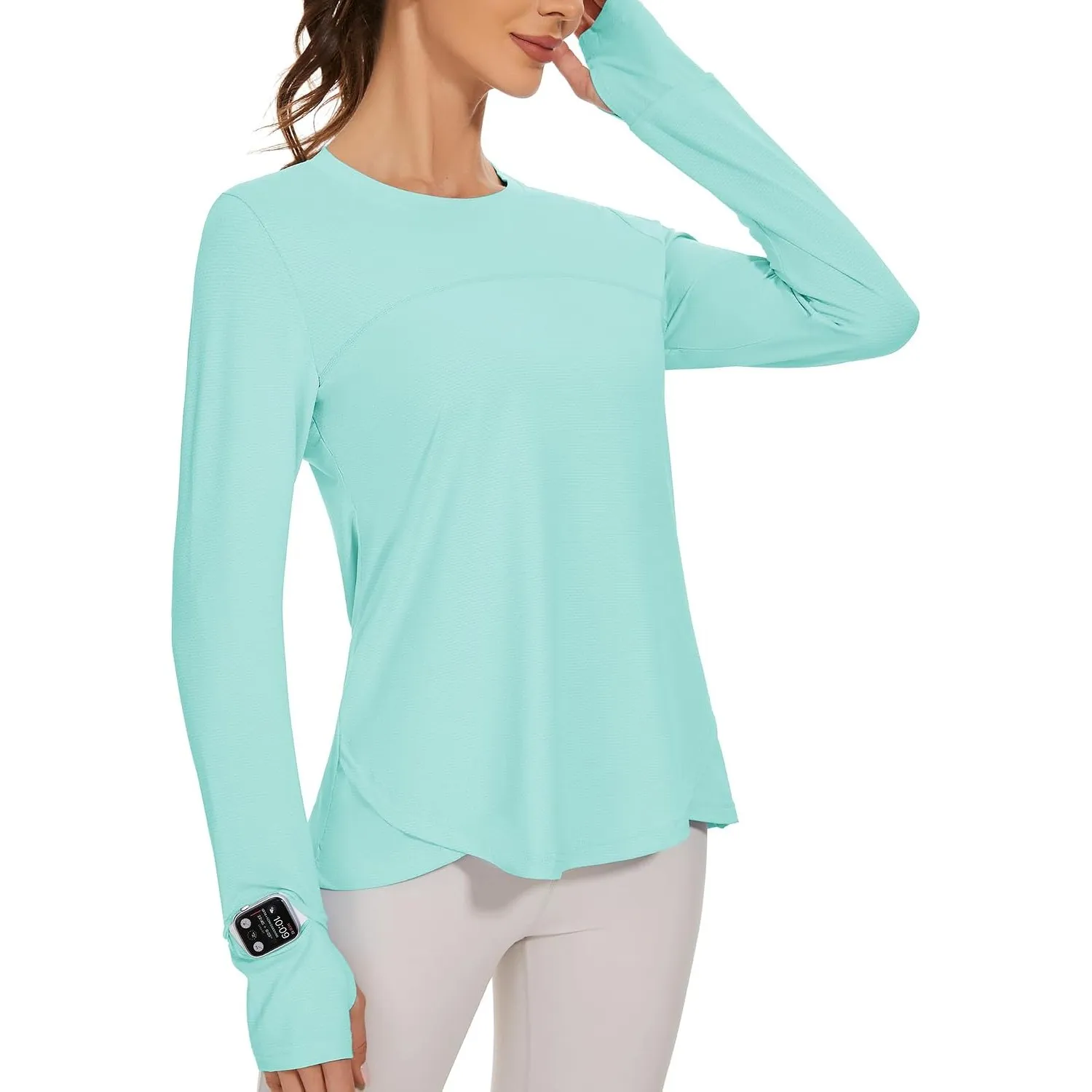 IECCP Sport Bluse Damen Langarm Activewear-T-Shirts UPF 50+ UV Schutz Sonnenschutz Langarmshirts Schlanke Passform Mit …