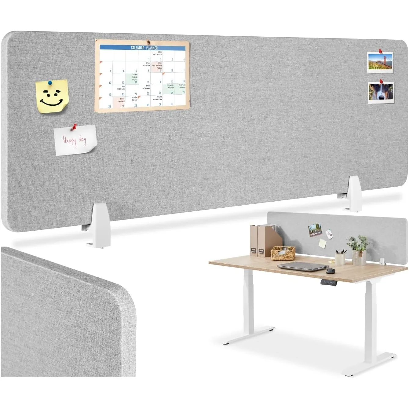 tectake® Schreibtisch Trennwand, Akustik Polster, Tischtrennwand, Sichtschutz Schreibtisch, Schallschutz Büro, Schule o…