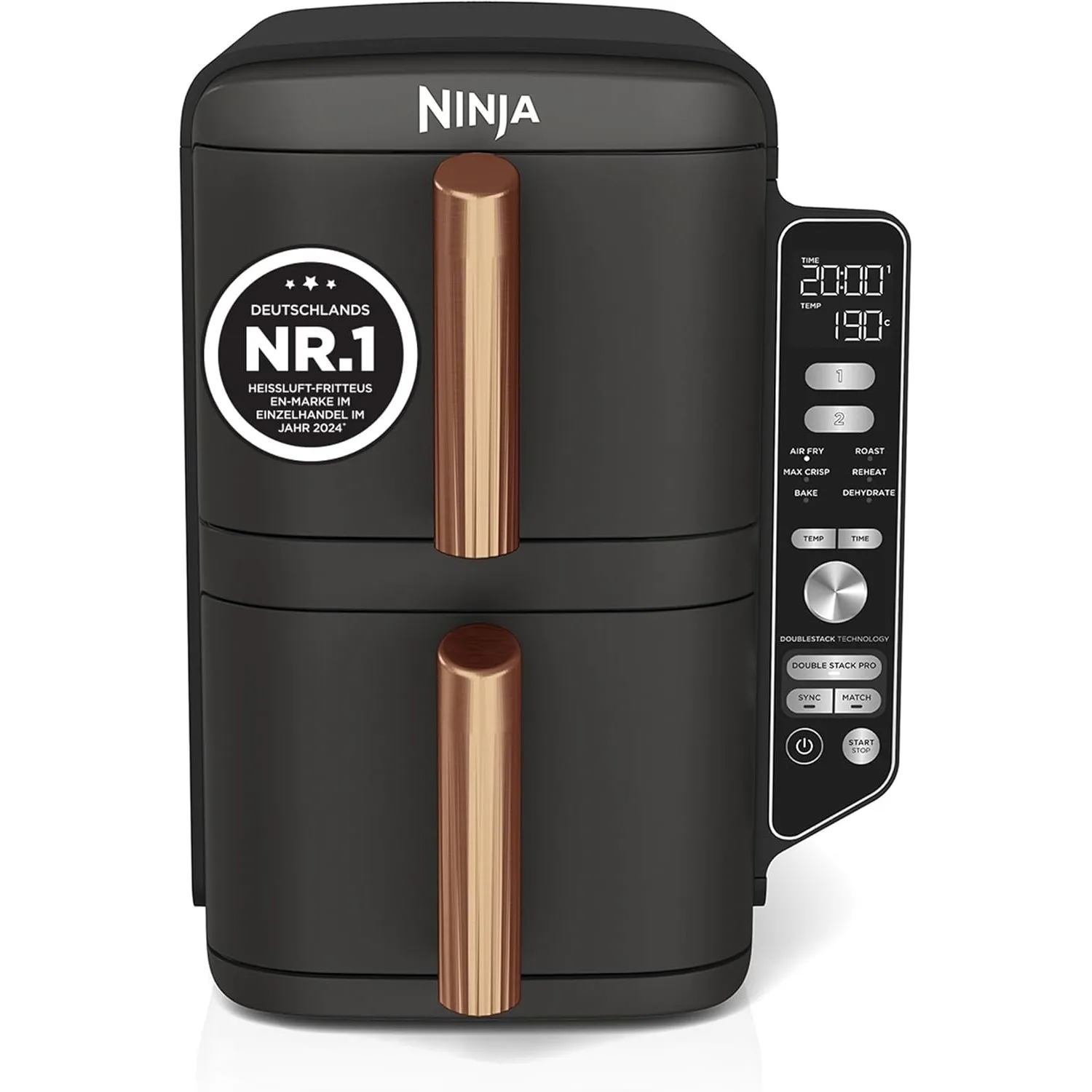 Ninja Double Stack XL Heißluftfritteuse, 9,5 L, 6-in-1, Schwarz/Kupfer