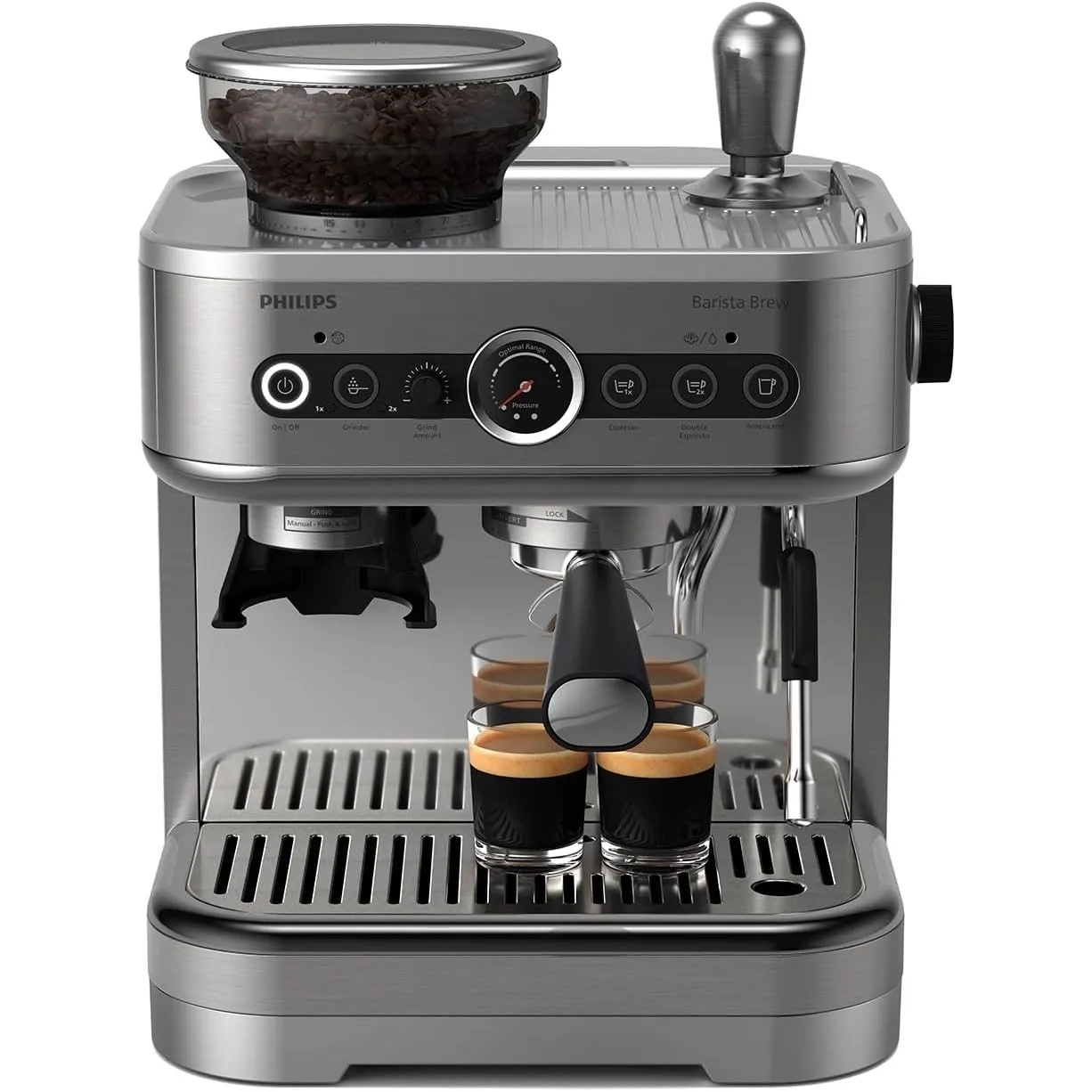 PHILIPS Espressomaschine Barista Brew, Silber, Espresso & Americano