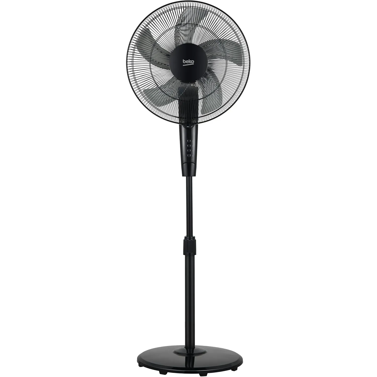 Beko - EFS5100B - Standventilator, 45 W, 3 Geschwindigkeiten, Höhe und Neigung verstellbar - Schwarz, 45,2 x 40 x 135 cm