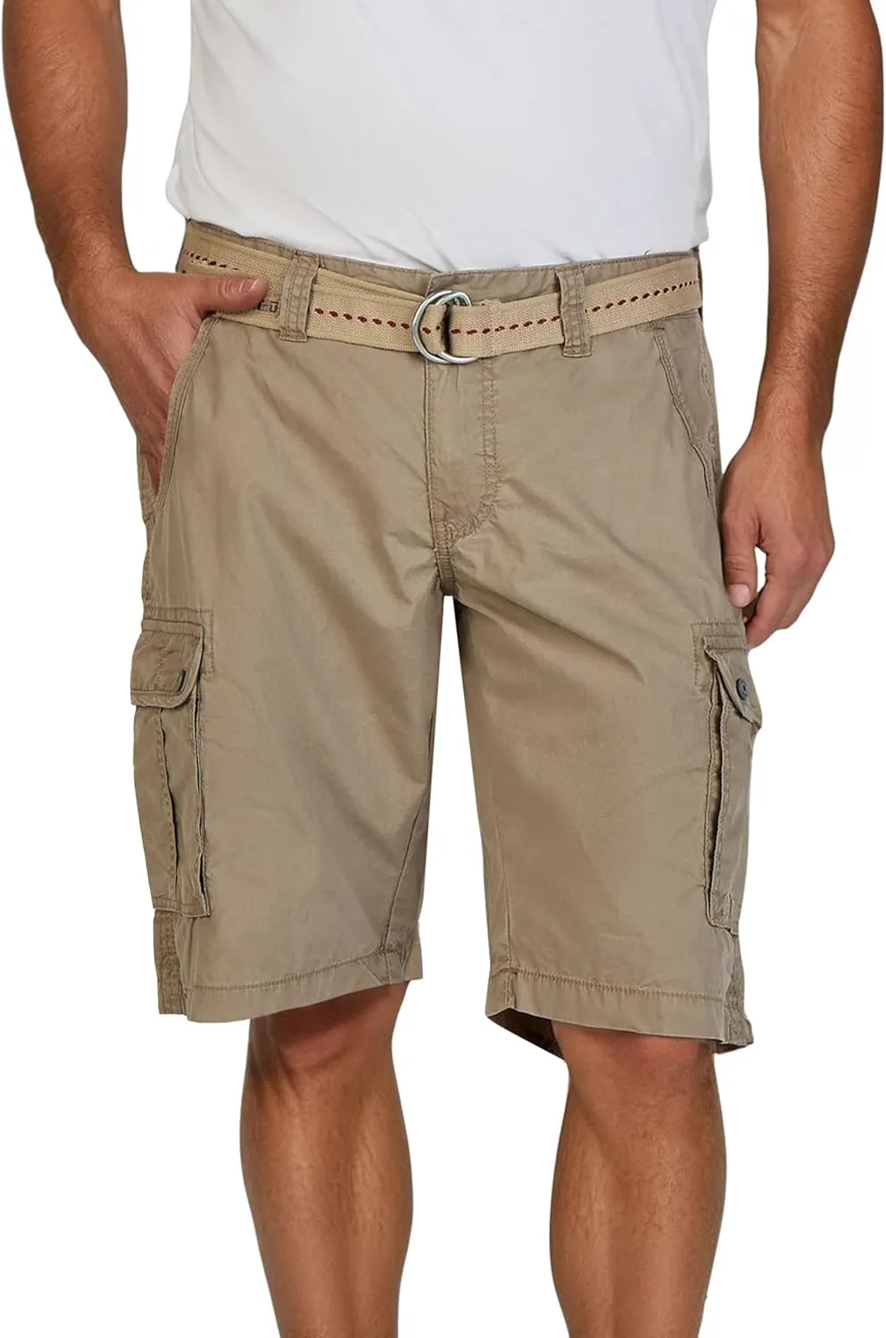 Timezone Cargo Shorts Men's with Belt Regular Fit MaguireTZ Short Trousers Cargo Shorts Summer 100% Cotton Beige Grey G…
