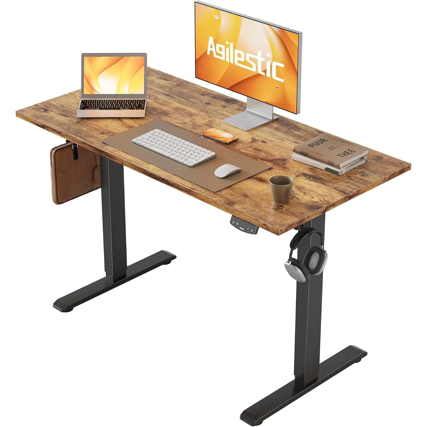 Agilestic Höhenverstellbarer Schreibtisch 100 x 60 cm, Stabiler Schreibtisch Höhenverstellbar Elektrisch mit Memory-Han…