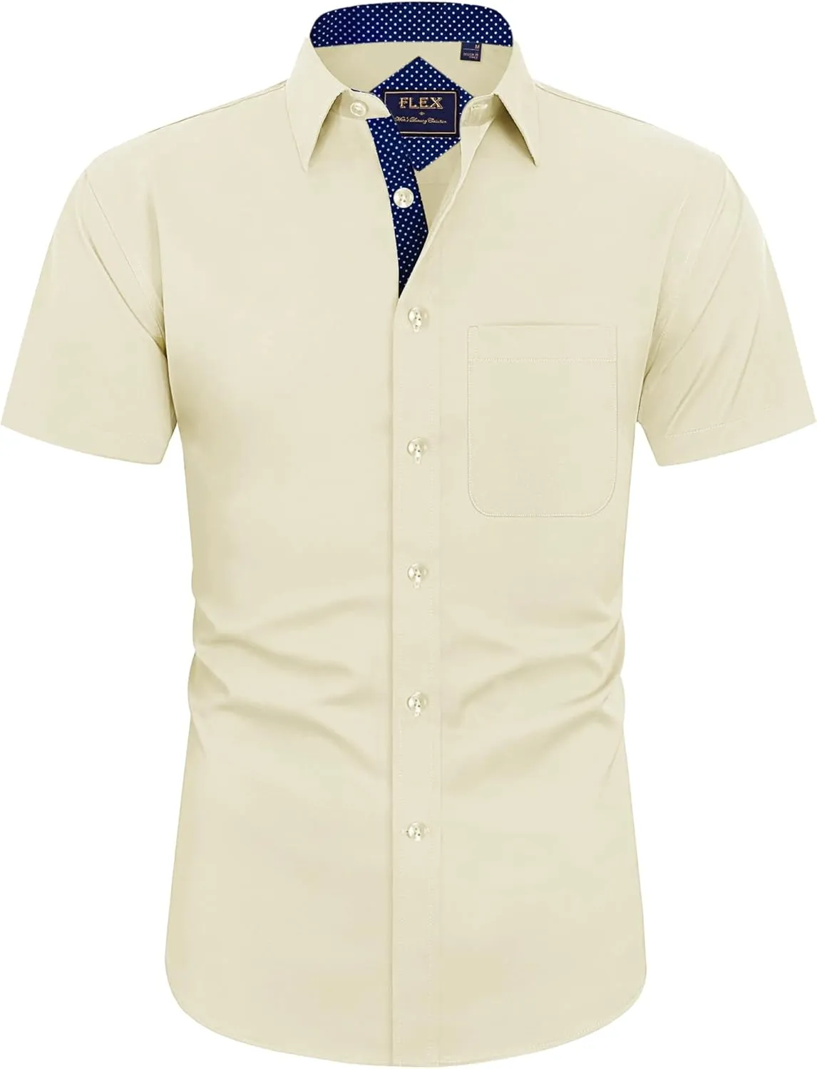 J.Ver Men's Short-Sleeved Casual Shirt with Pocket, Regular Fit Business Shirt, Easy to Iron, Modern Men’s Tops