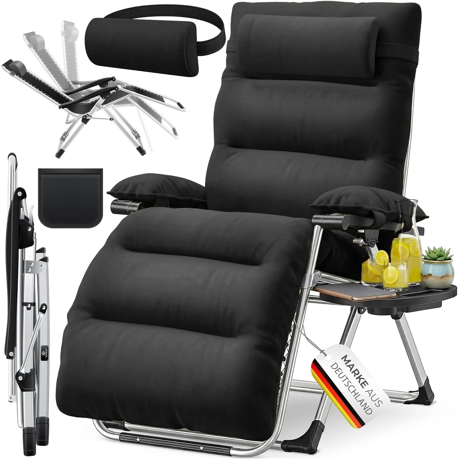 KESSER® Sonnenliege Liegestuhl,Gartenliege extra breit & Wetterfest,Belastbar 200kg,Ergonomisches Polster verstellbare …