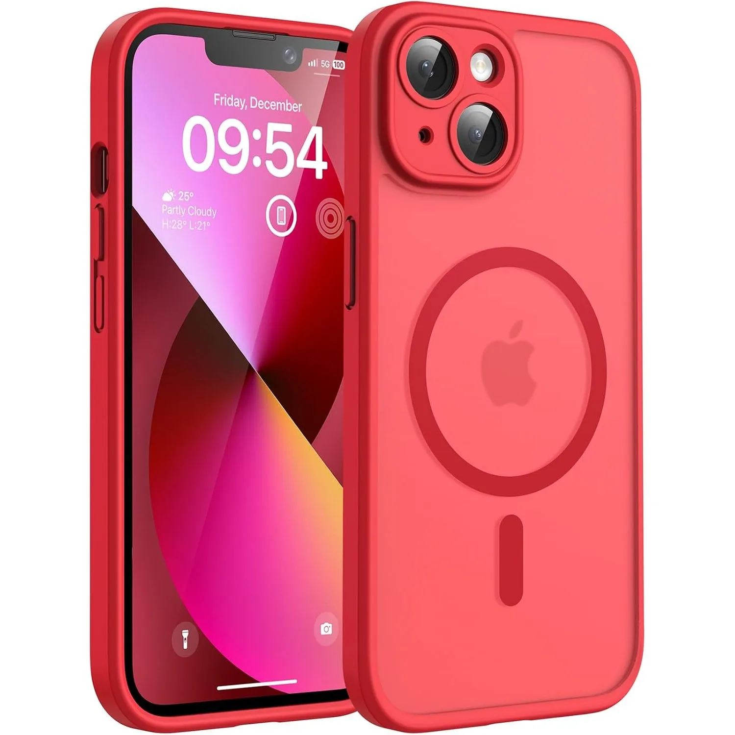 TOCOL für iPhone 13 Hülle, Kompatibel mit MagSafe, Rot