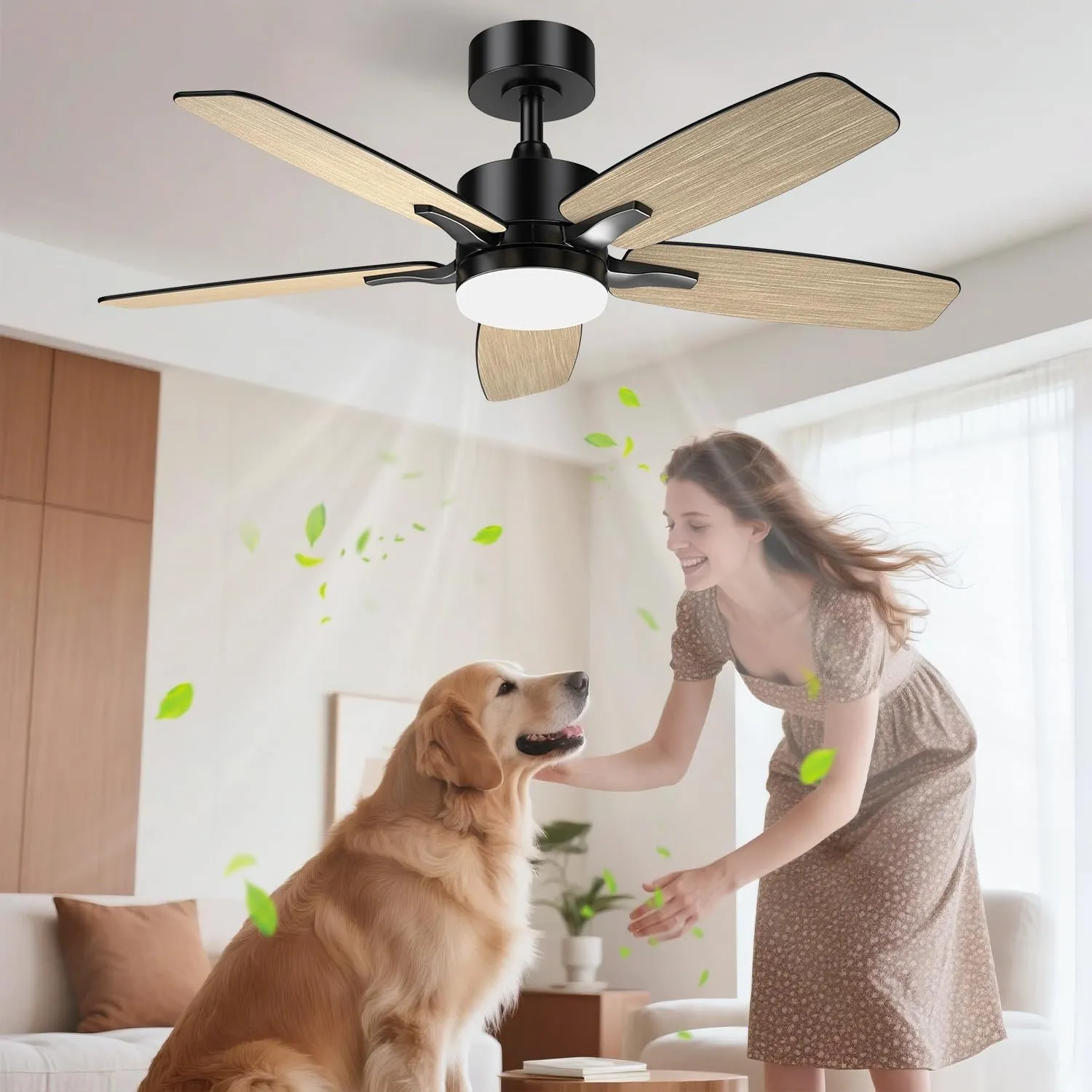 Airwit Deckenventilator mit Beleuchtung 106cm, leise, doppelseitige Flügel