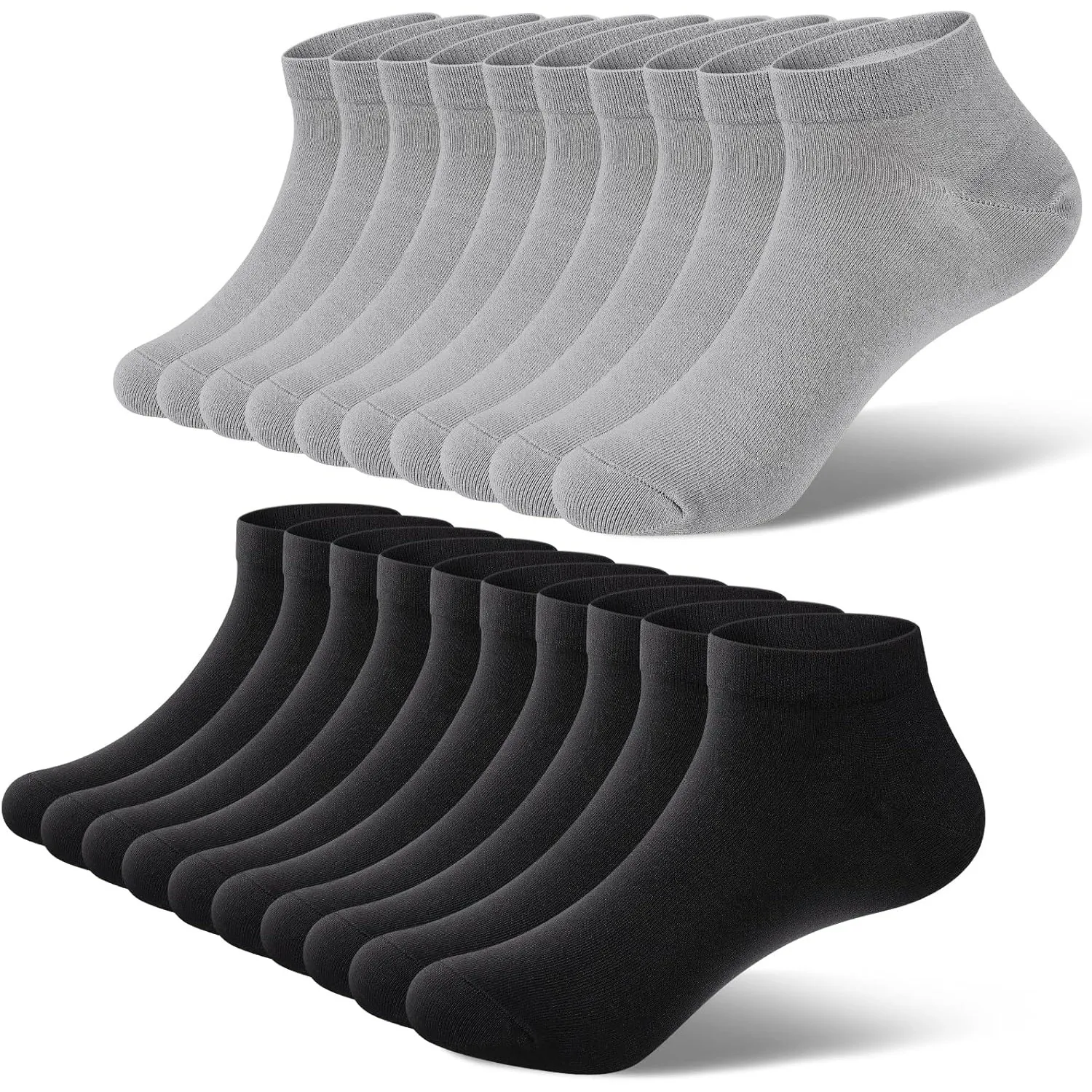 Sneaker Socken Herren Damen Baumwolle 10 Paar Sneakersocken Kurz Sneakersocken Socks Unisex Schwarz Weiß Grau