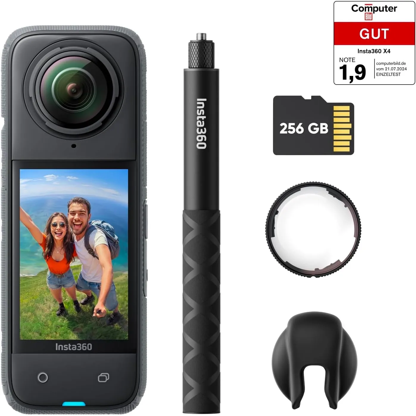 Insta360 X4 Premium-Linsenschutz-Bundle – wasserdichte 8K 360°-Action-Cam, 4K Weitwinkelvideos, Unsichtbarer Selfie-Sti…