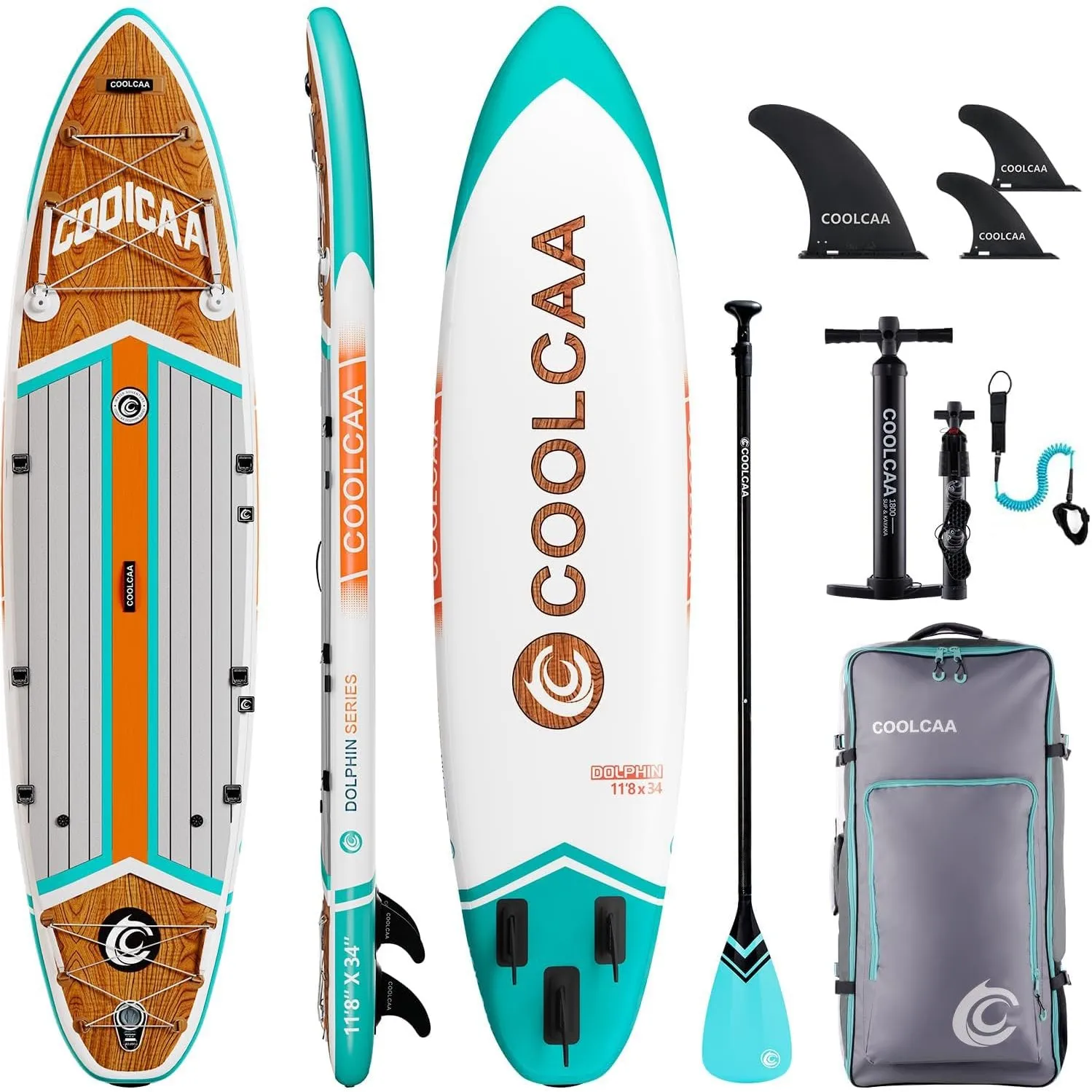 COOLCAA SUP Board, 355cm (Extra Groß) Stand Up Paddling Board, Aufblasbares Stand-Up Paddle Board mit 86cm Extra Breit,…