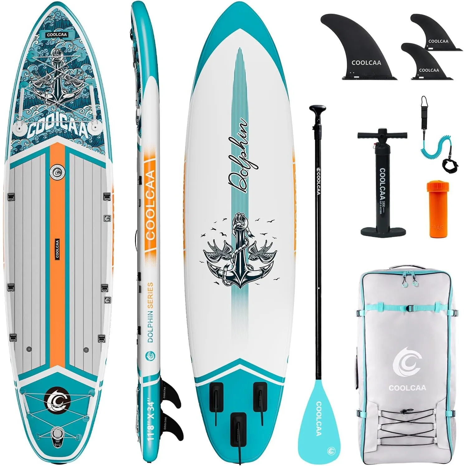 COOLCAA SUP Board, 355cm (Extra Groß) Stand Up Paddling Board, Aufblasbares Stand-Up Paddle Board mit 86cm Extra Breit,…