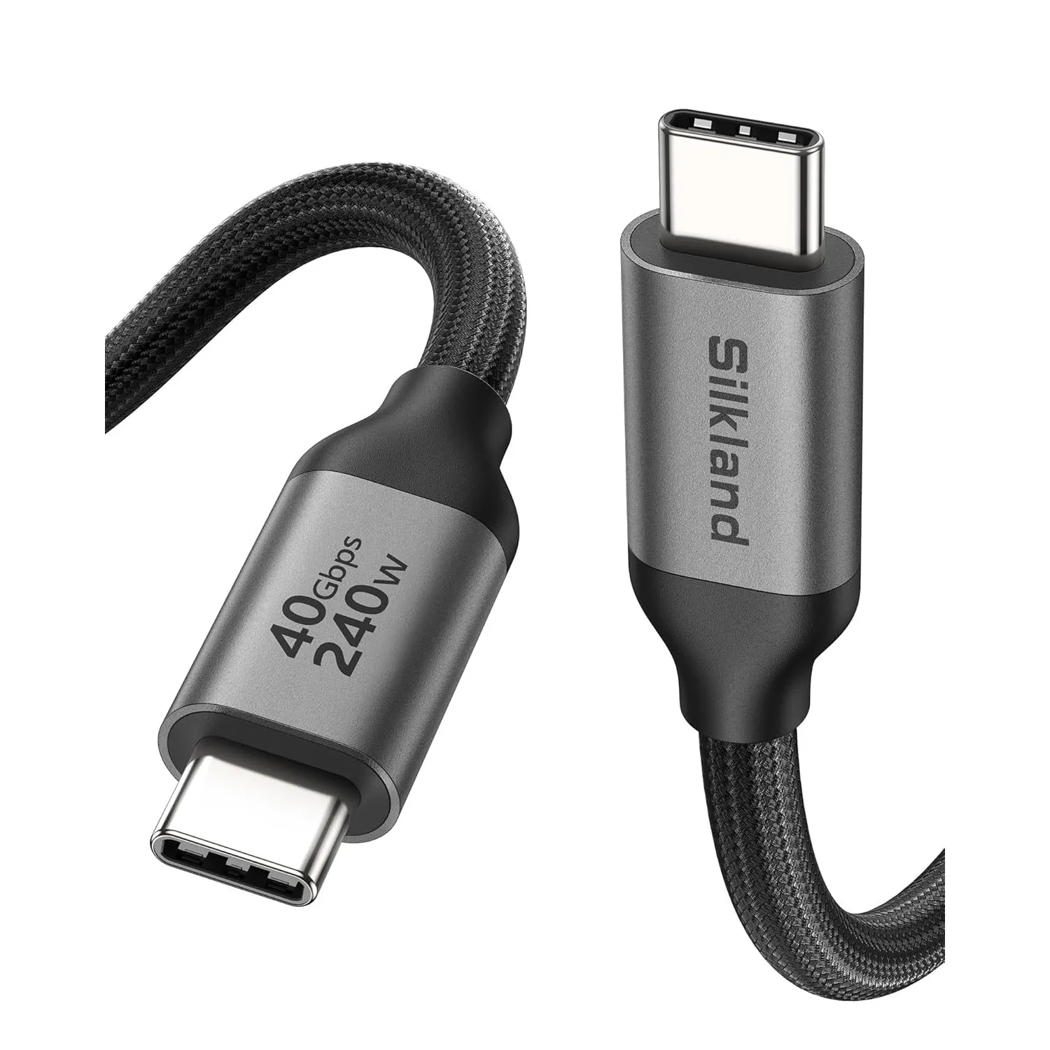 Silkland USB-C Datenkabel Kurz 0,8M, 40Gbps USB4, 240W PD 3.1 Schnellladen