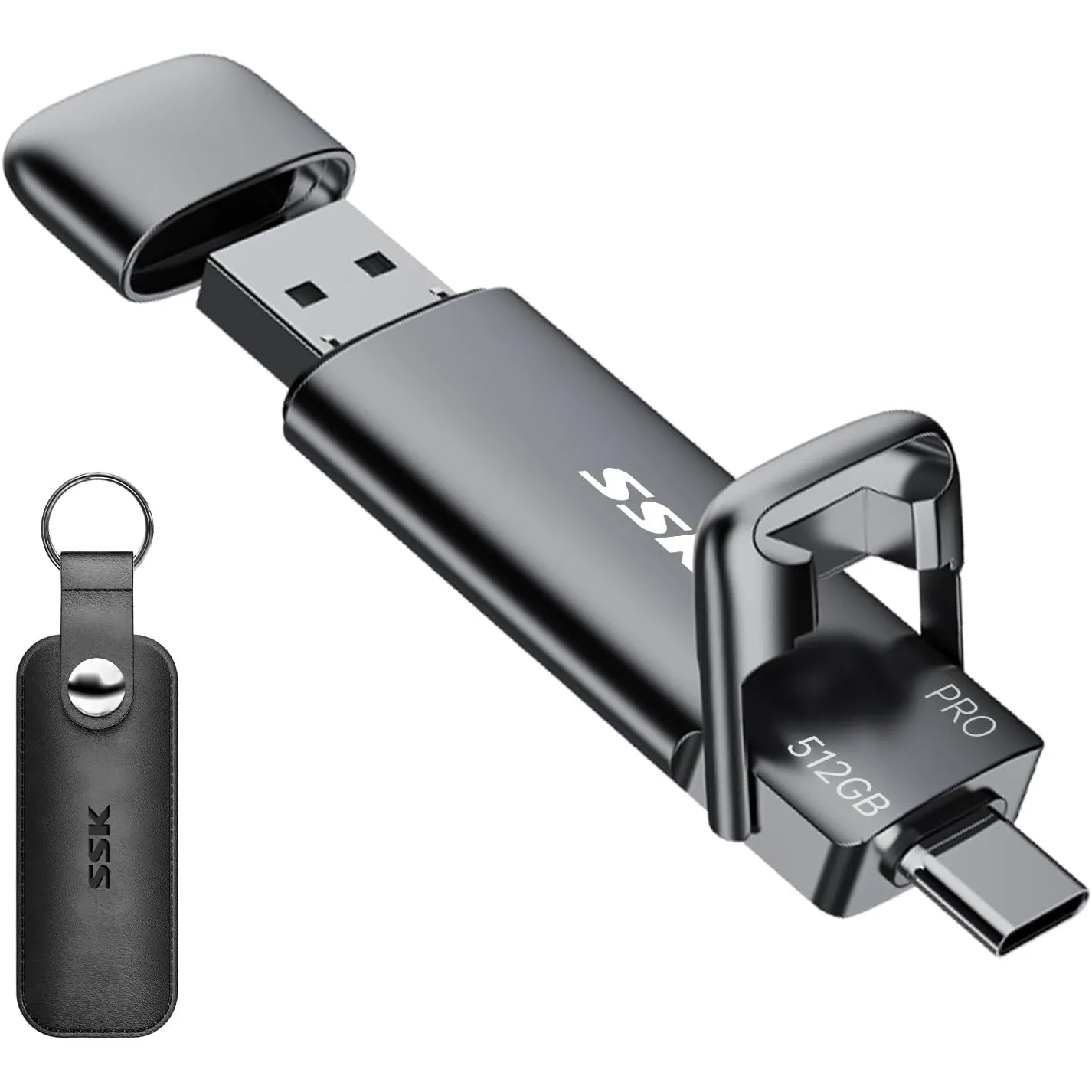 SSK 512GB Externe SSD bis 1000 MB/s, USB 3.2 Gen 2 Portable SSD mit Typ-C/A