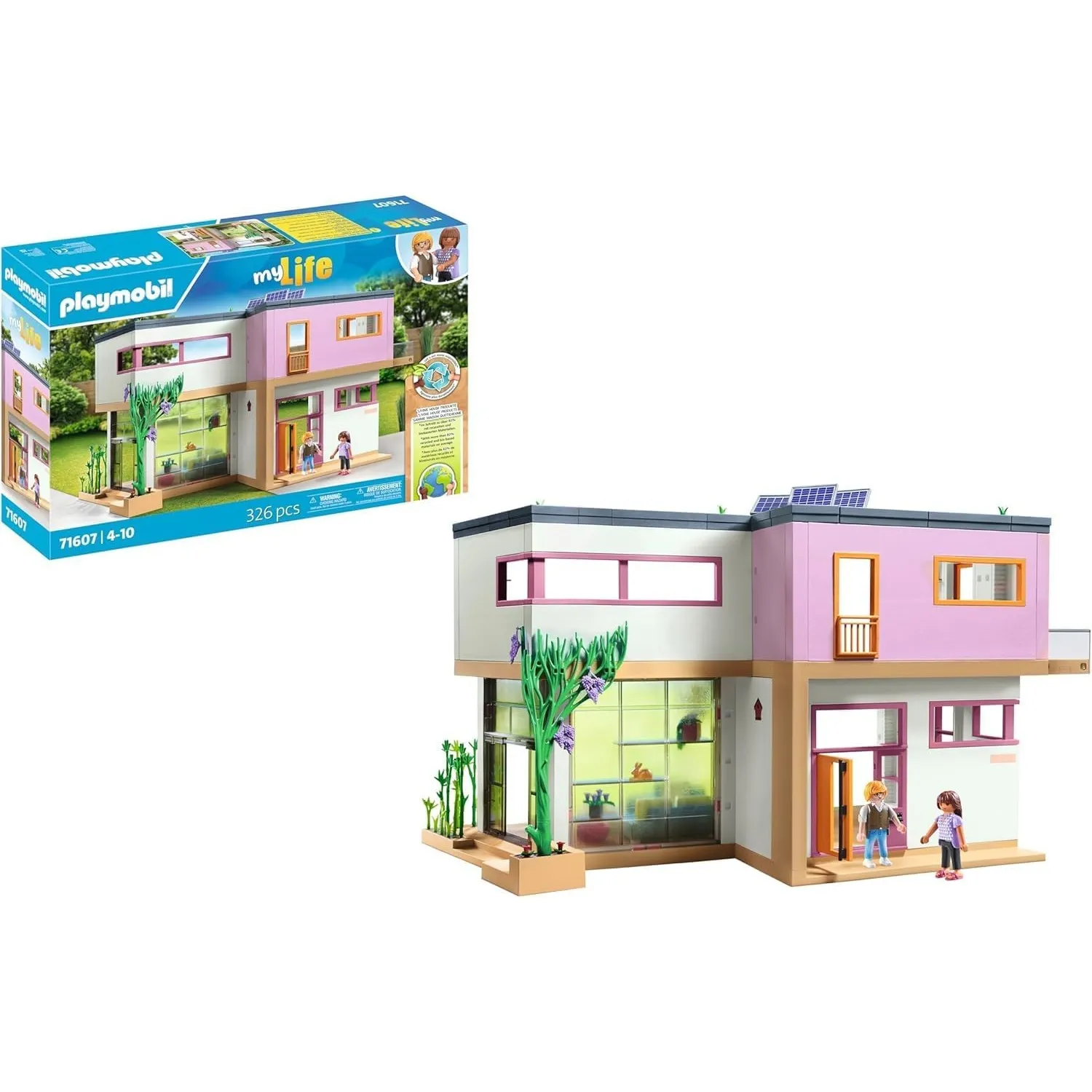 PLAYMOBIL MyLife 71607 Wohnhaus mit Wintergarten, inklusive Zwei Figuren und einem Stickerbogen, zu über 80% aus recyce…