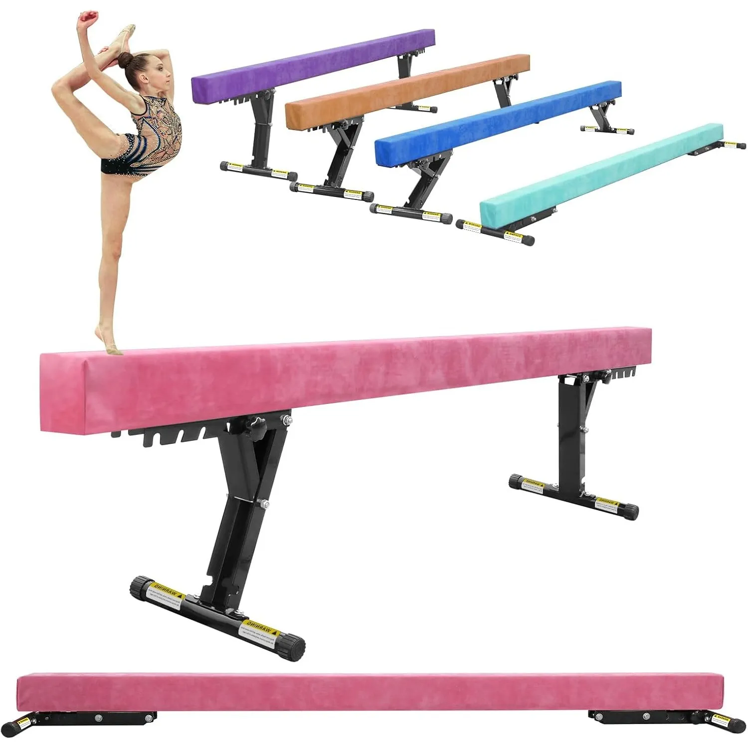 Schwebebalken Kinder Klappbar 244cm 5 Höhen Einstellbar für Training