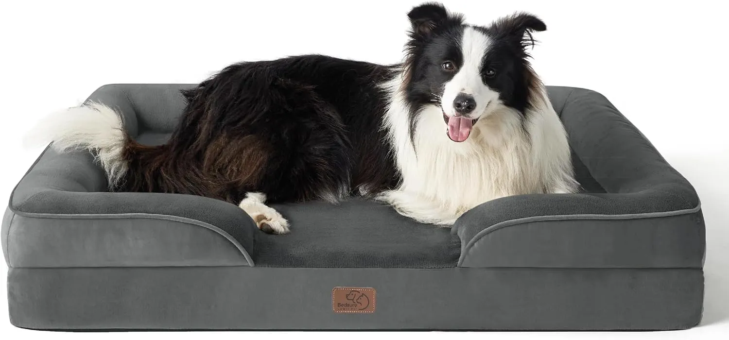 BEDSURE orthopädisches Hundebett Ergonomisches Hundesofa - 89x63 cm Hundecouch mit eierförmiger Kistenschaum für mittle…