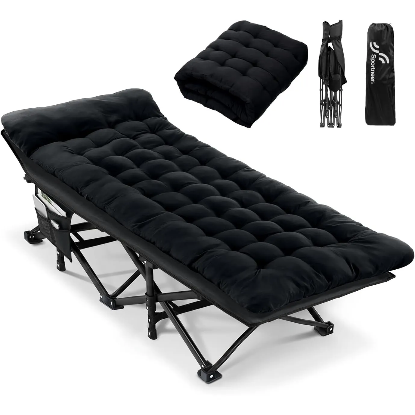 Sportneer Feldbett mit Matratze, Klappbett Breite 71/81cm Tragfähigkeit 204KG Gästebett Campingbett Feldbett Mit Aufbew…