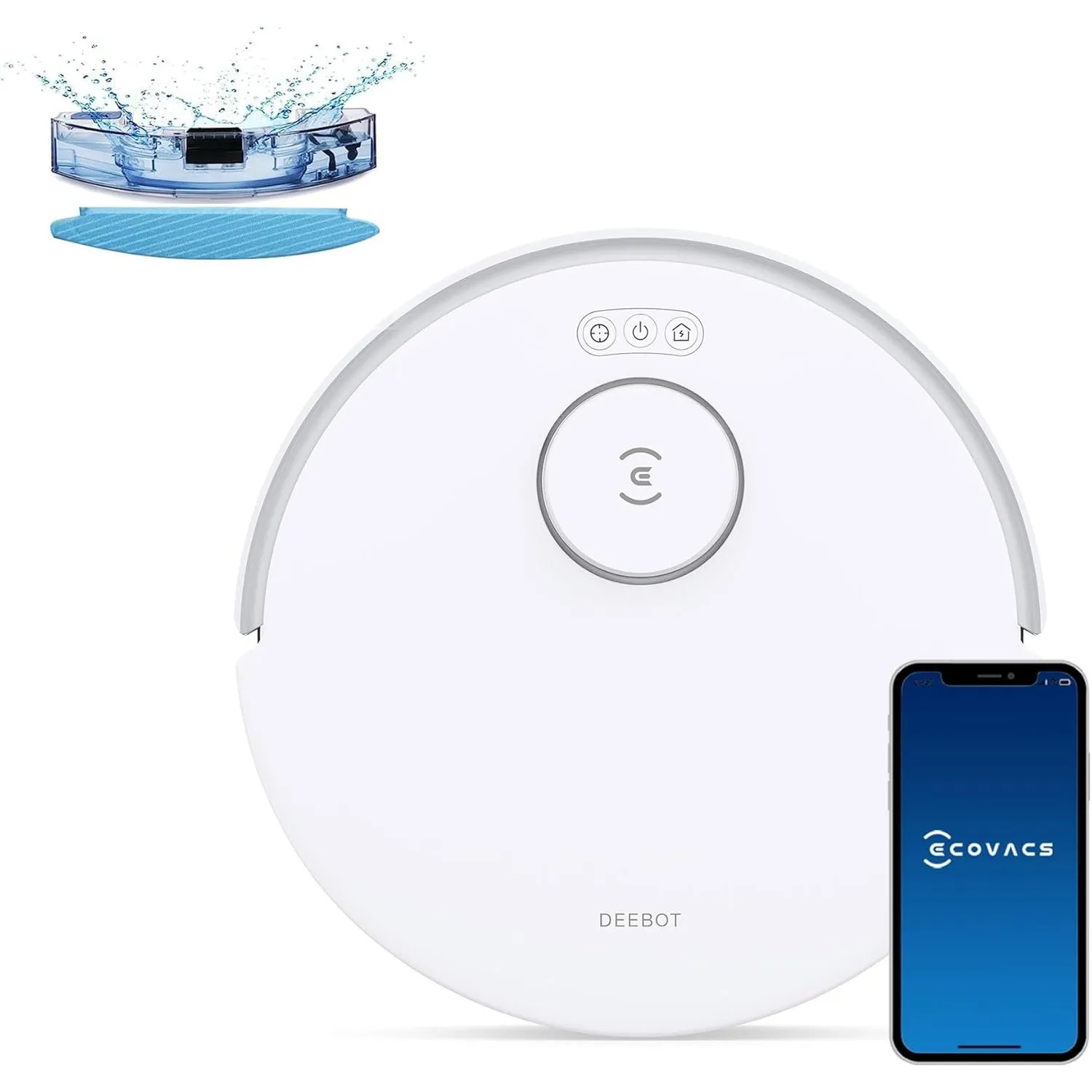 ECOVACS DEEBOT N20, Saugroboter mit Wischfunktion, Anti-Haar-Verhedderung, 300 Minuten Laufzeit, 20 mm Türschwellen, Tr…