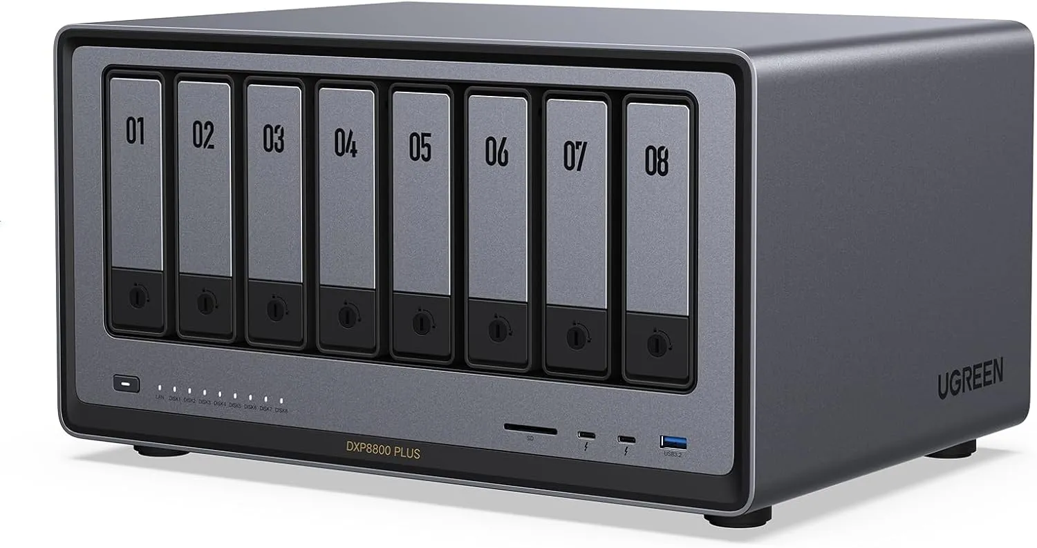UGREEN NASync DXP8800 Plus 8-Bay Desktop NAS, Intel i5 1235u 10-Core CPU, 8GB DDR5 RAM, Built-in 128GB SSD, 2 x 10GbE, …