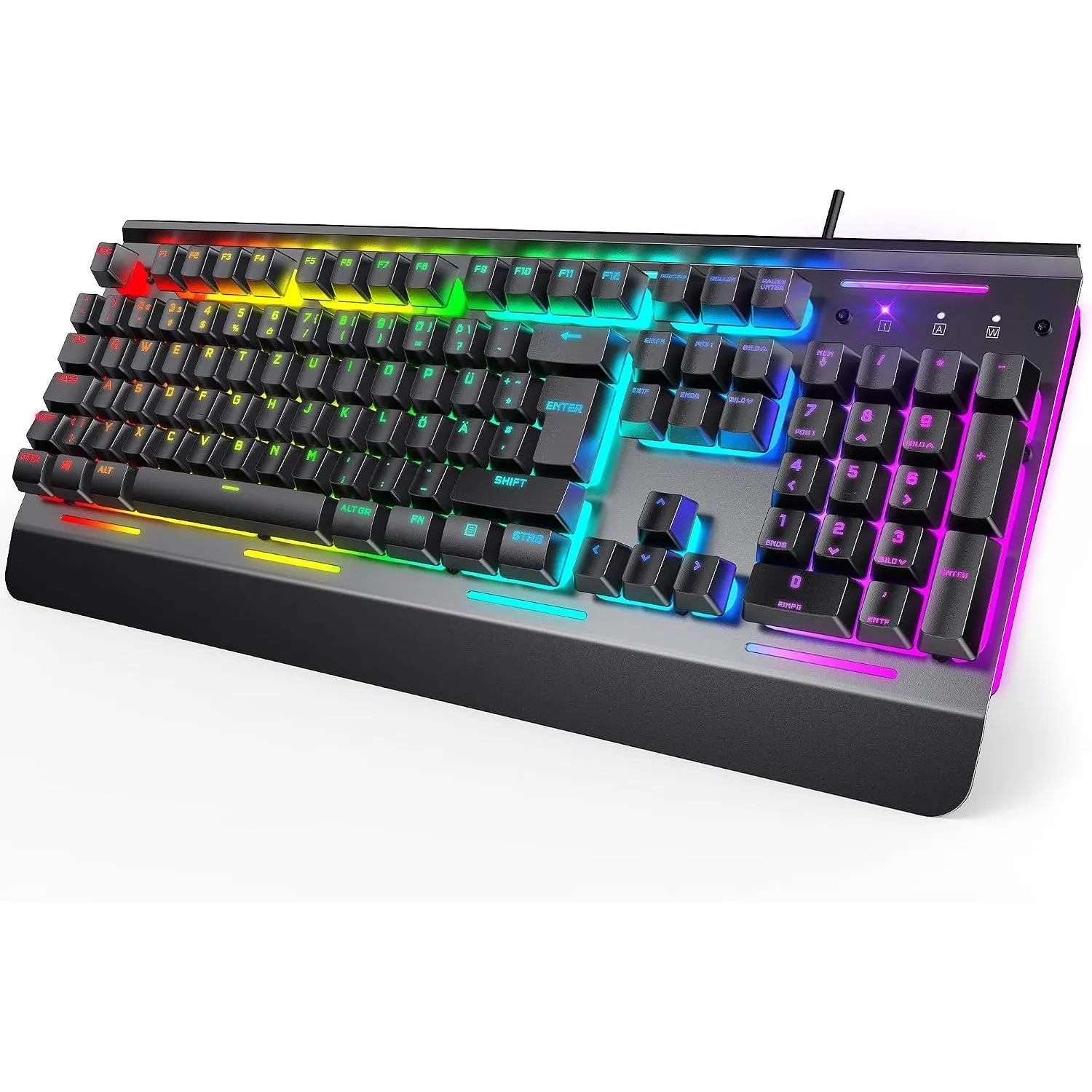 TECKNET Gaming Tastatur 105 Tasten Membrantastatur mit Vollmetall-Gehäuse