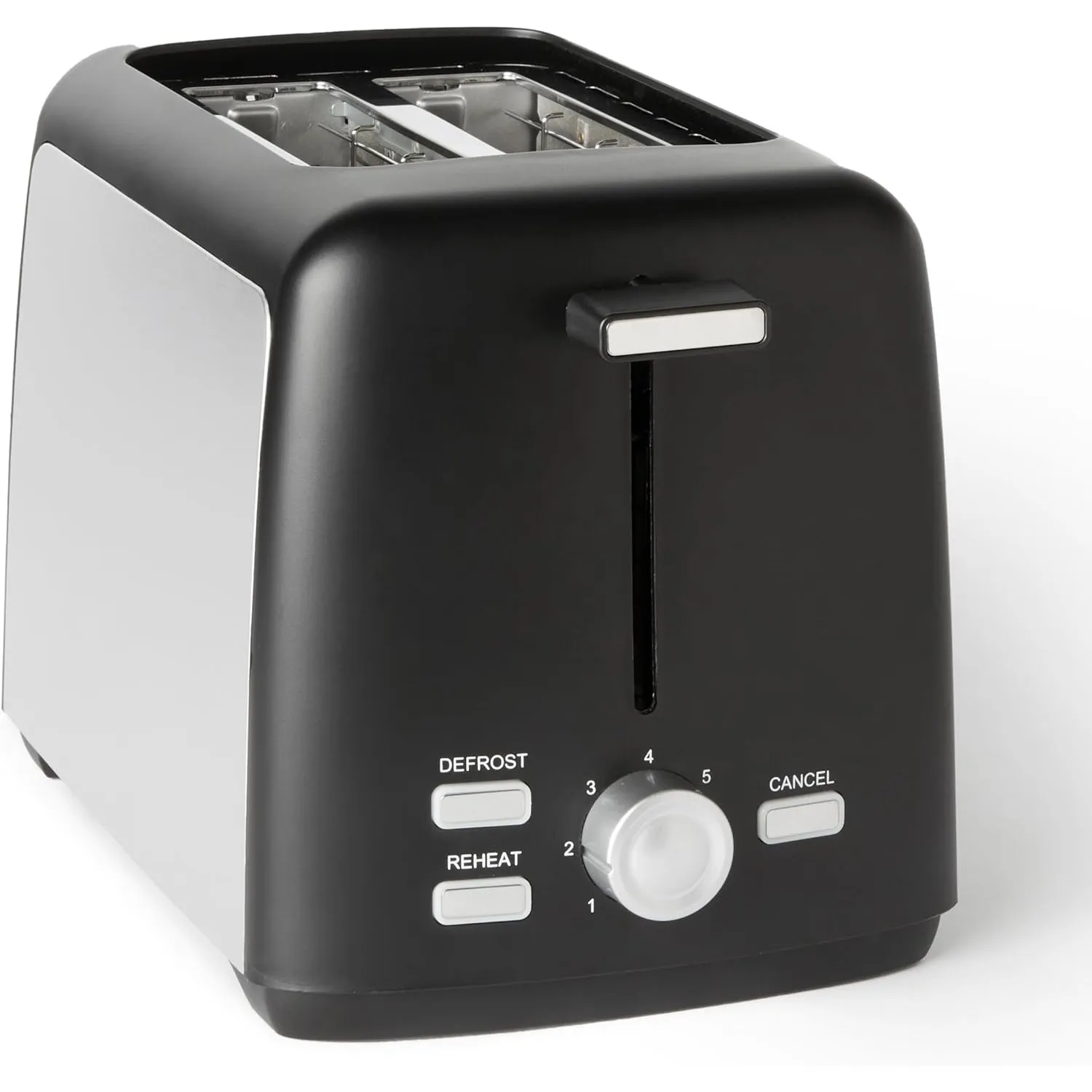 Amazon Basics 2-Scheiben Toaster mit 7 Bräunungsstufen, Extra Breite Schlitze, Brötchenaufsatz, Herausnehmbare Krümelsc…