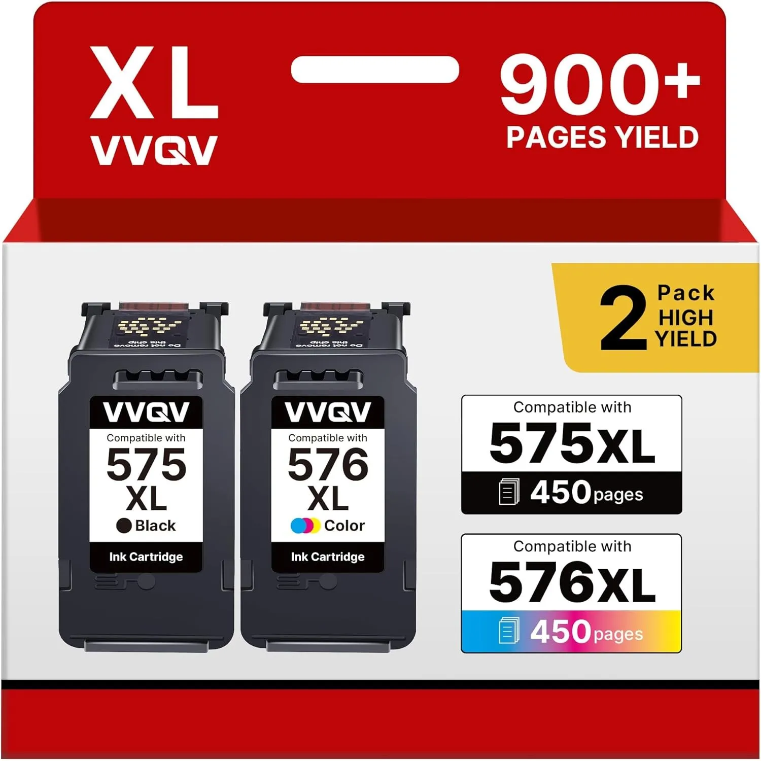 VVQV 575XL Black 576XL Color für Canon Druckerpatronen 575 576 2Pack TR4755 | PG-575 CL-576 XL für Canon Pixma TS3750i …