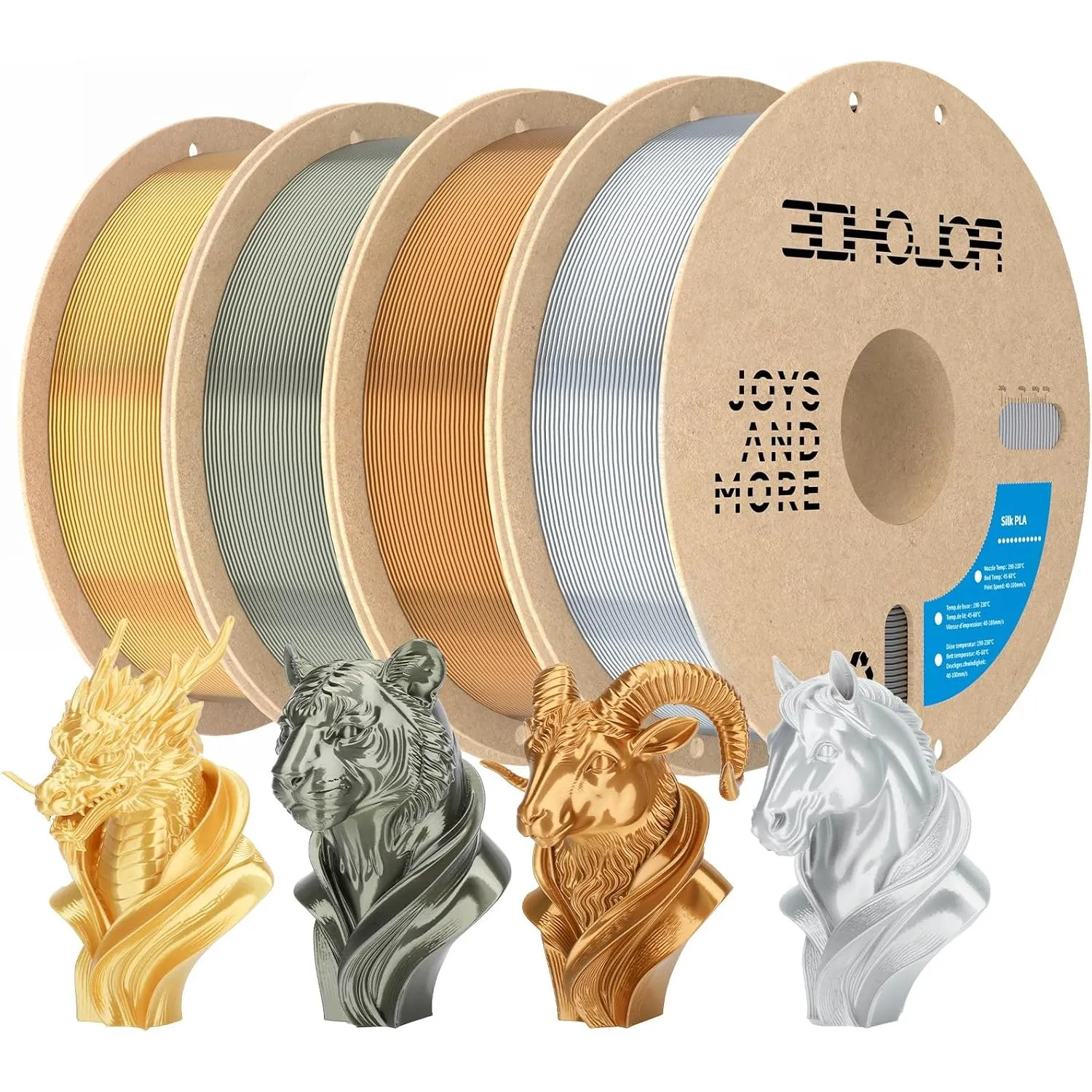 3DHoJor Silk PLA Filament 1.75mm 4KG Seidig Metallisch PLA für 3D Drucker