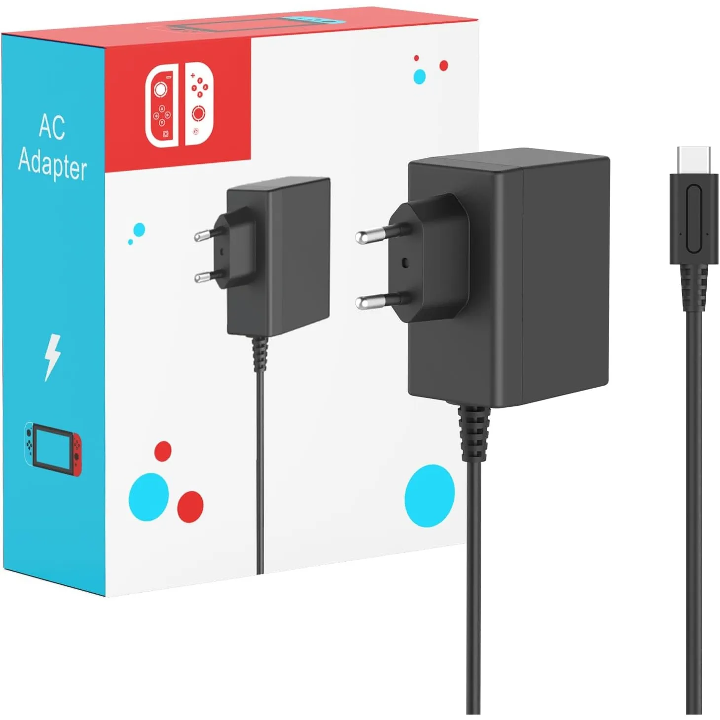 45W Switch Netzteil mit 1.5M/5FT Ladekabel Kompatibel mit Nintendo Switch/Lite/OLED/Deck Dock/Pro Controller, Unterstüt…