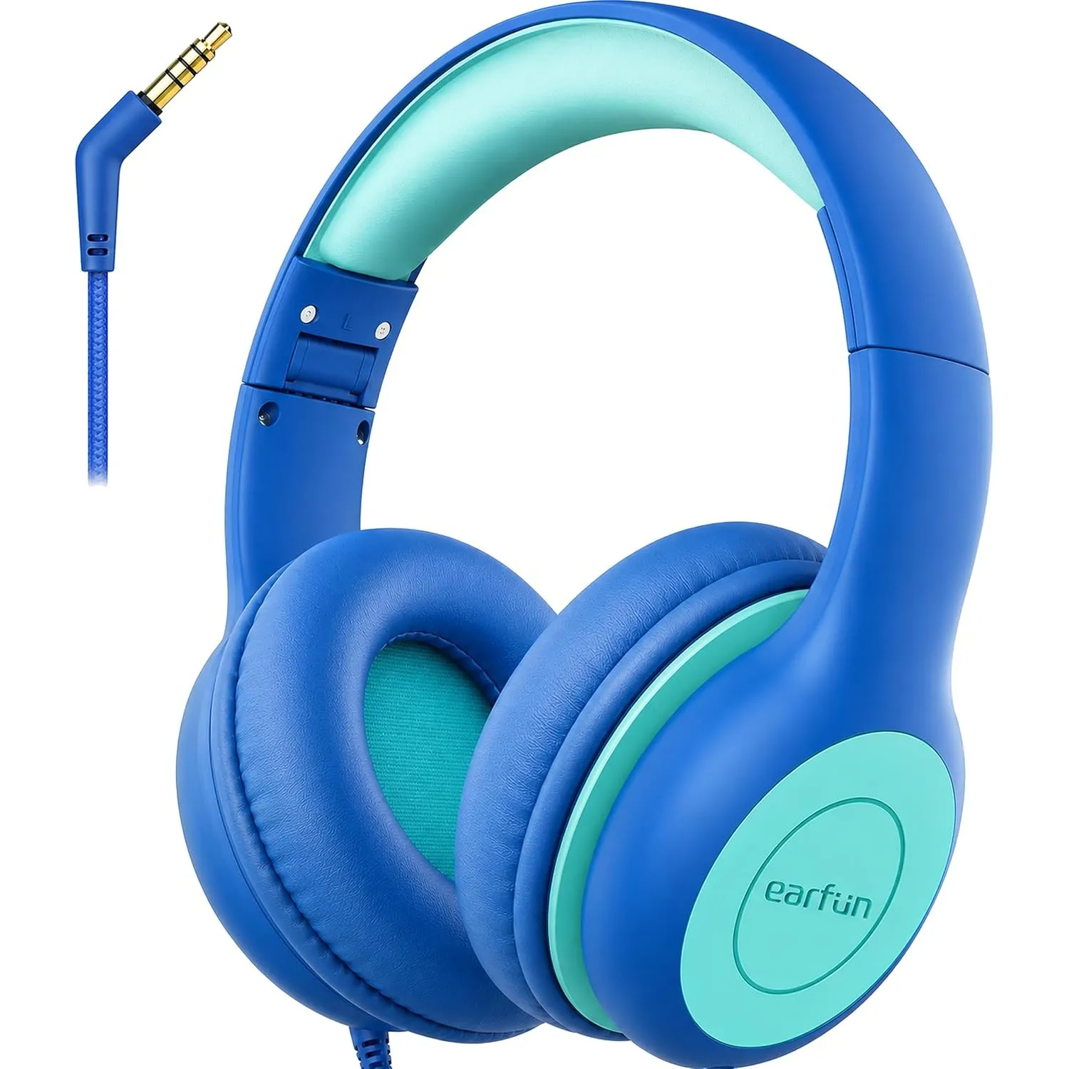 EarFun Kinder Kopfhörer mit 3,5 mm Kabel, Lautstärkebegrenzung, Blau-grün