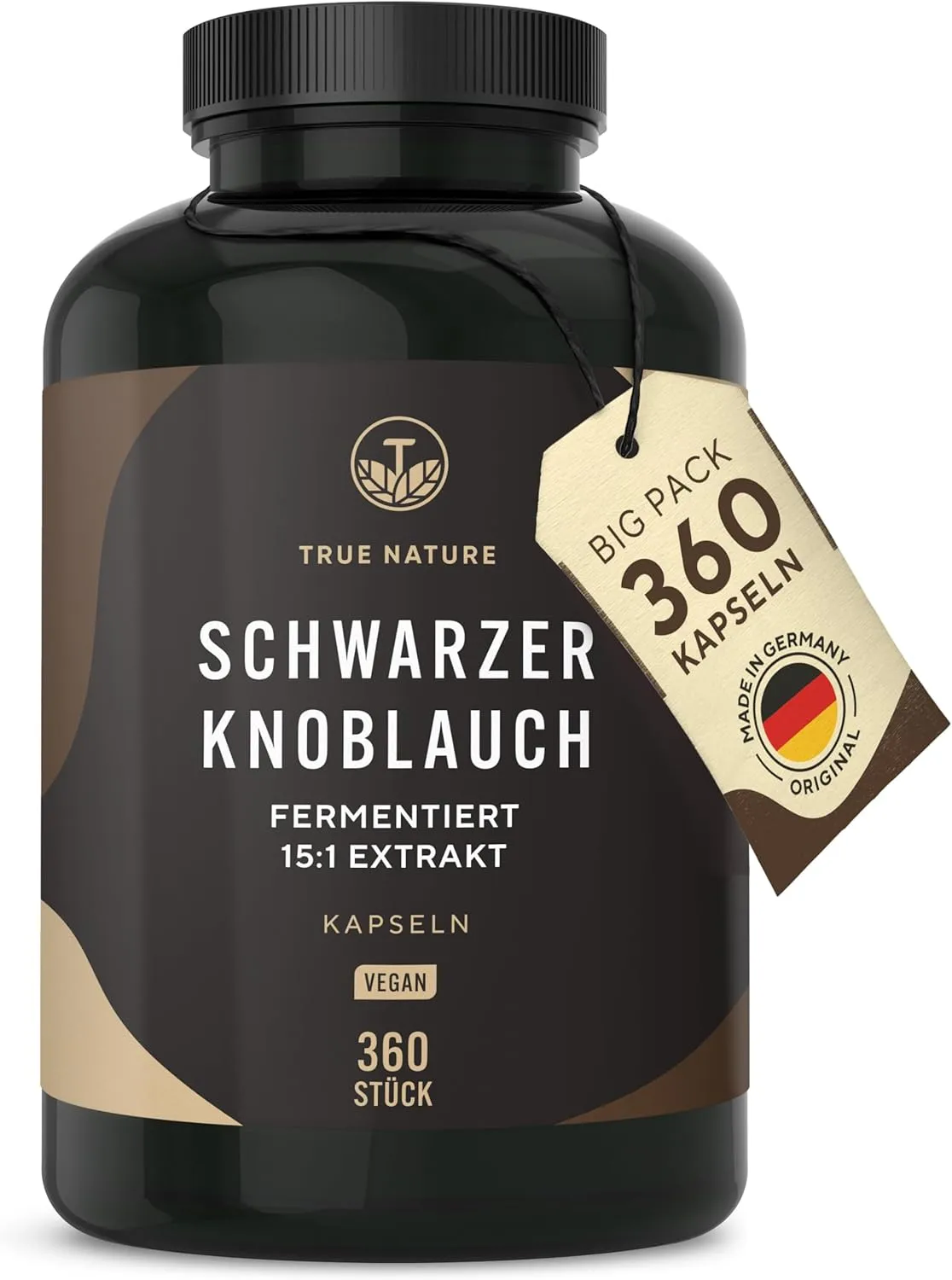 Schwarzer Knoblauch Extrakt - 22500mg pro Tag (15:1) Extrakt - 360 Kapseln 6 Monate Vorrat - Mit S-Allylcystein (SAC) -…