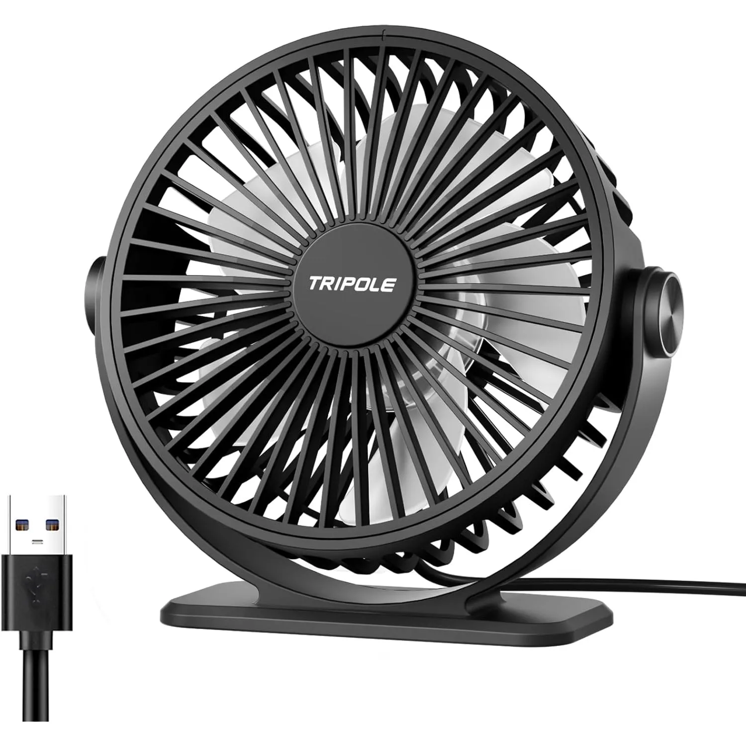 TriPole Ventilator Leiser, Mini Ventilator mit 3 Geschwindigkeiten, USB Tischventilator Leistungsstarker Tragbarer mit …