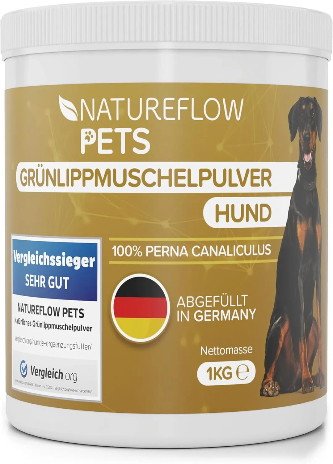 Green-lipped Mussel Dog Test Winner - 1 kg Natural Green-Lipped Mussel Powder for Dogs - Support Joint Function - Green…