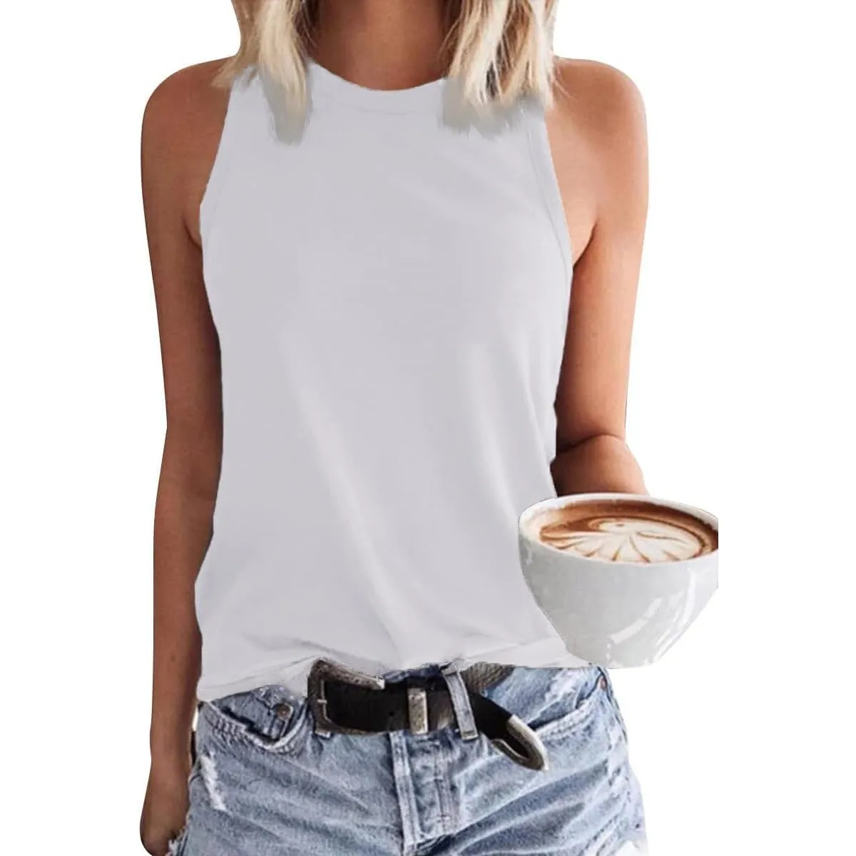 Tanmolo Tops Damen Tank Top Sommer Oberteile Neckholder | Ärmelloses Blusentop, V-Ausschnitt, Leichtes Sommer T-Shirt, …