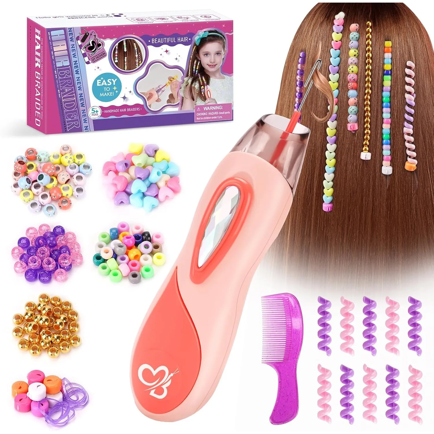 Geschenk Mädchen 5 6 7 8 9 10 Jahre: Haarschmuck Mädchen DIY Haarperlen Set
