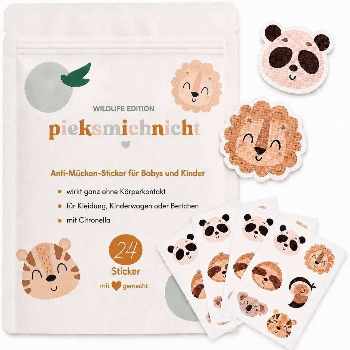 Anti-Mücken-Aufkleber für Babys und Kinder mit Tiermotiven | mit Citronella-Öl | 24 Stück | Mückenschutz Insektenschutz…