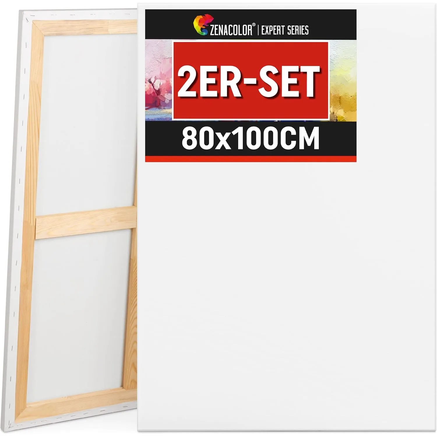 Zenacolor - Leinwand zum Bemalen Groß 80x100 cm - Canvas Set 2 teilig